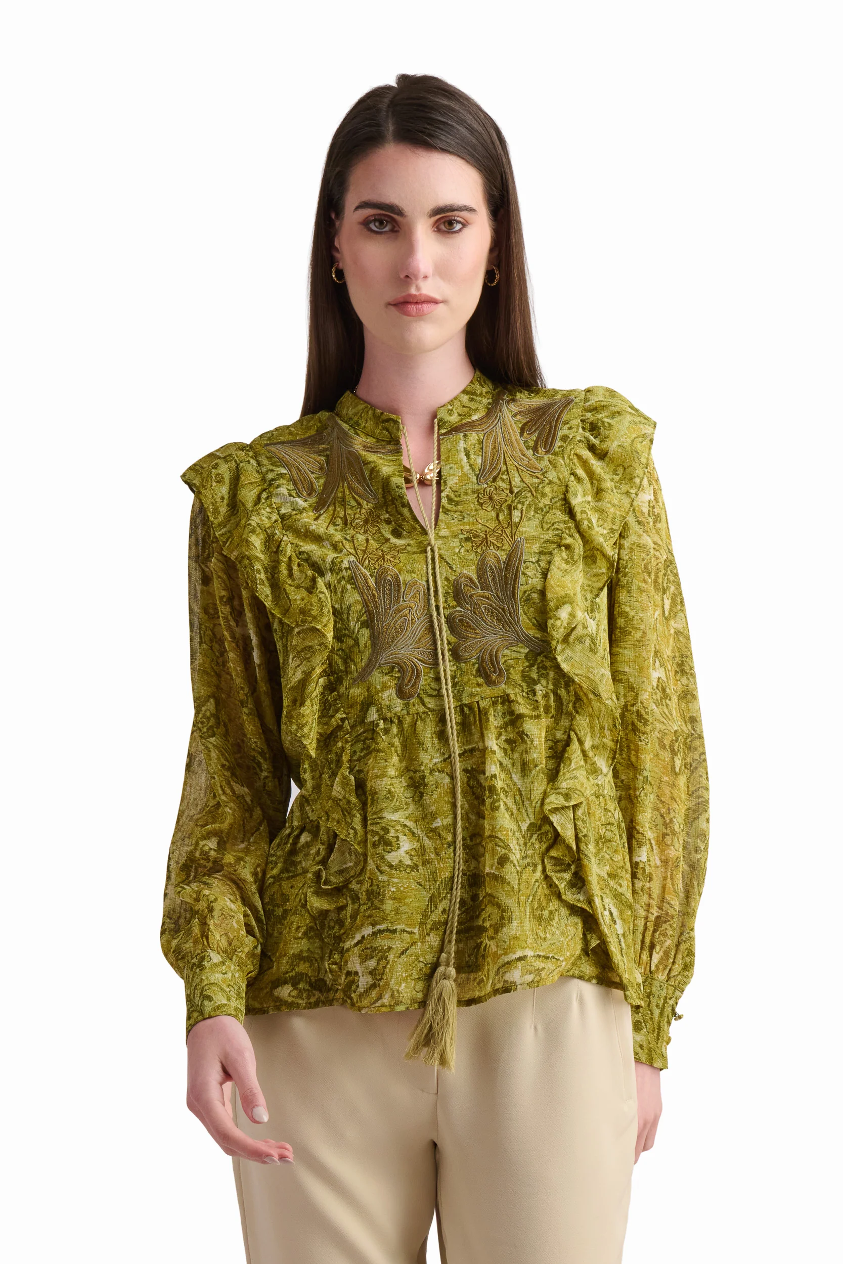 Golden Baroque Ruffle Blouse - Image 4
