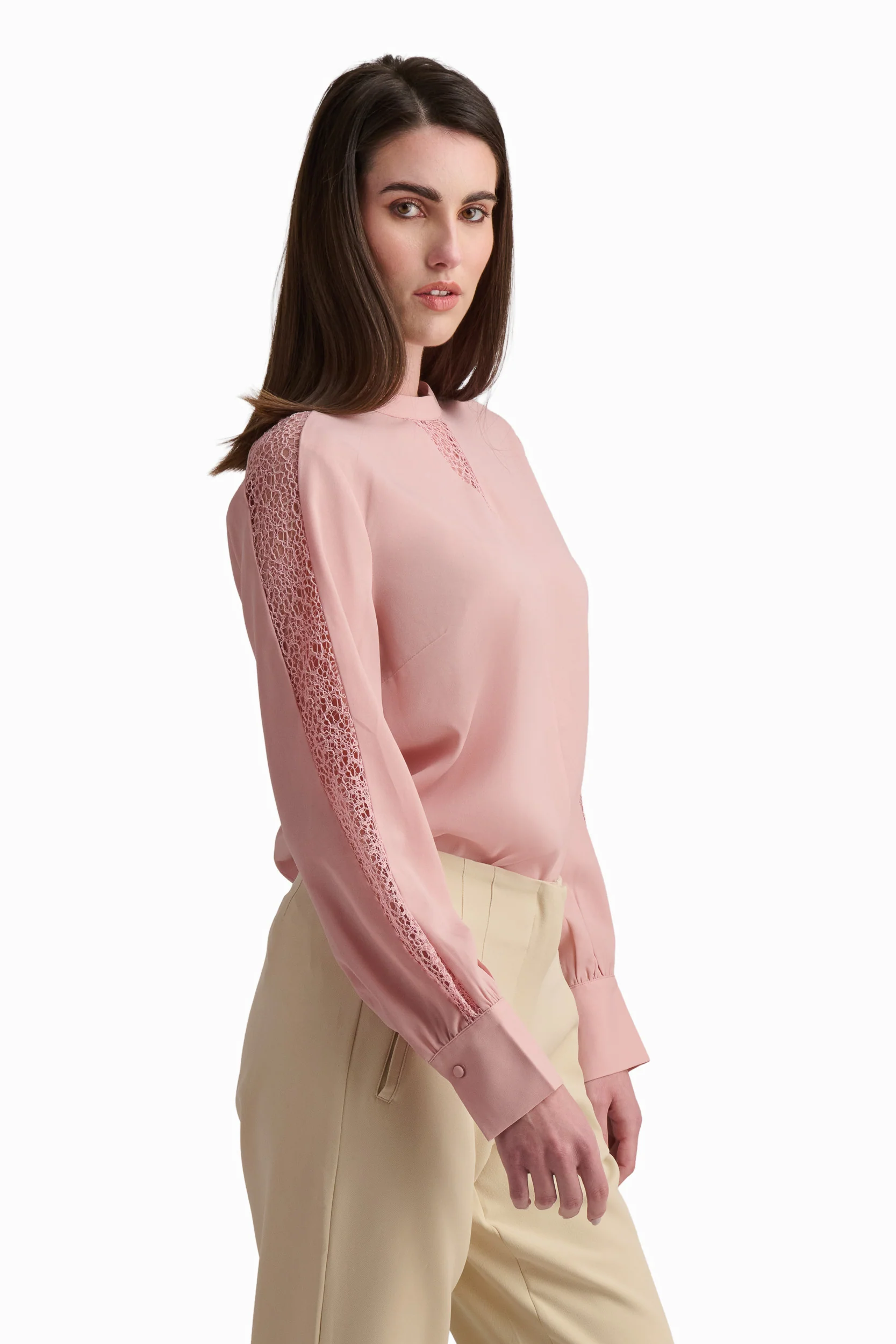 Blush Pink Blouse with Lace Detail - Image 3