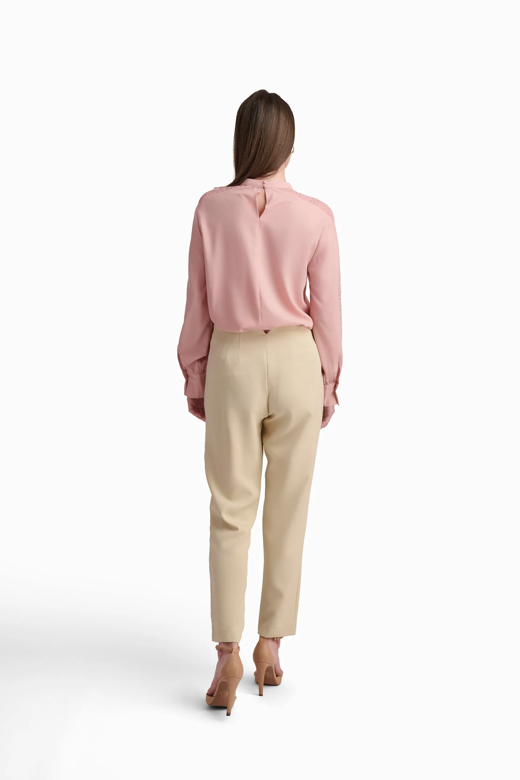 Blush Pink Blouse with Lace Detail - Image 4