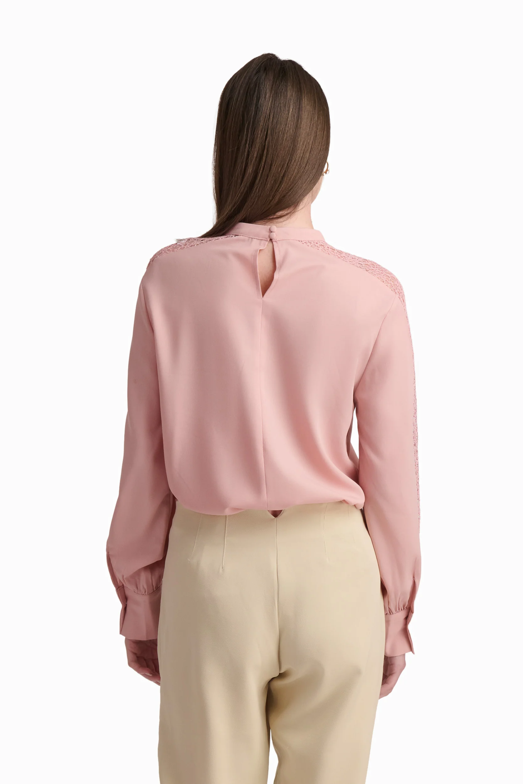 Blush Pink Blouse with Lace Detail - Image 5