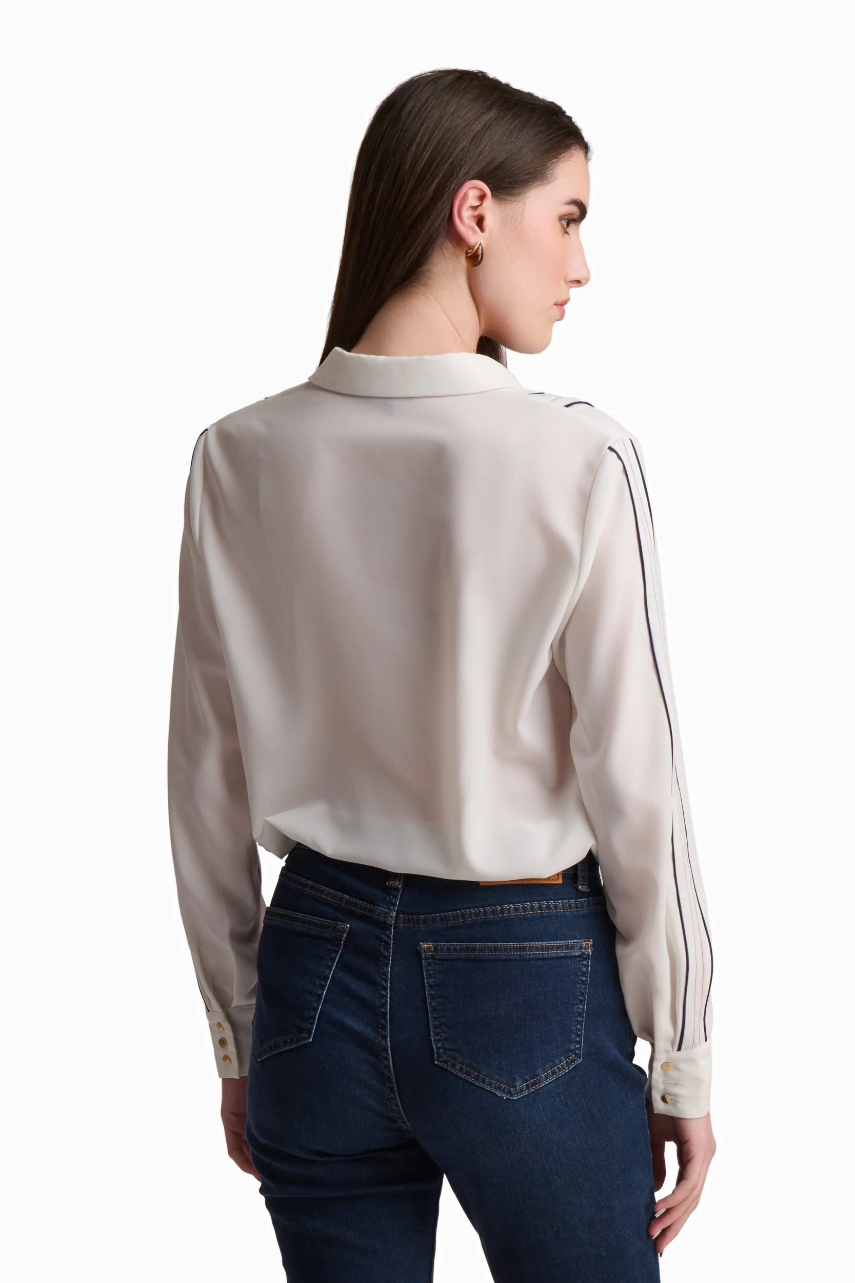 White Shirt With Contrast Stripe Detailing - Image 4