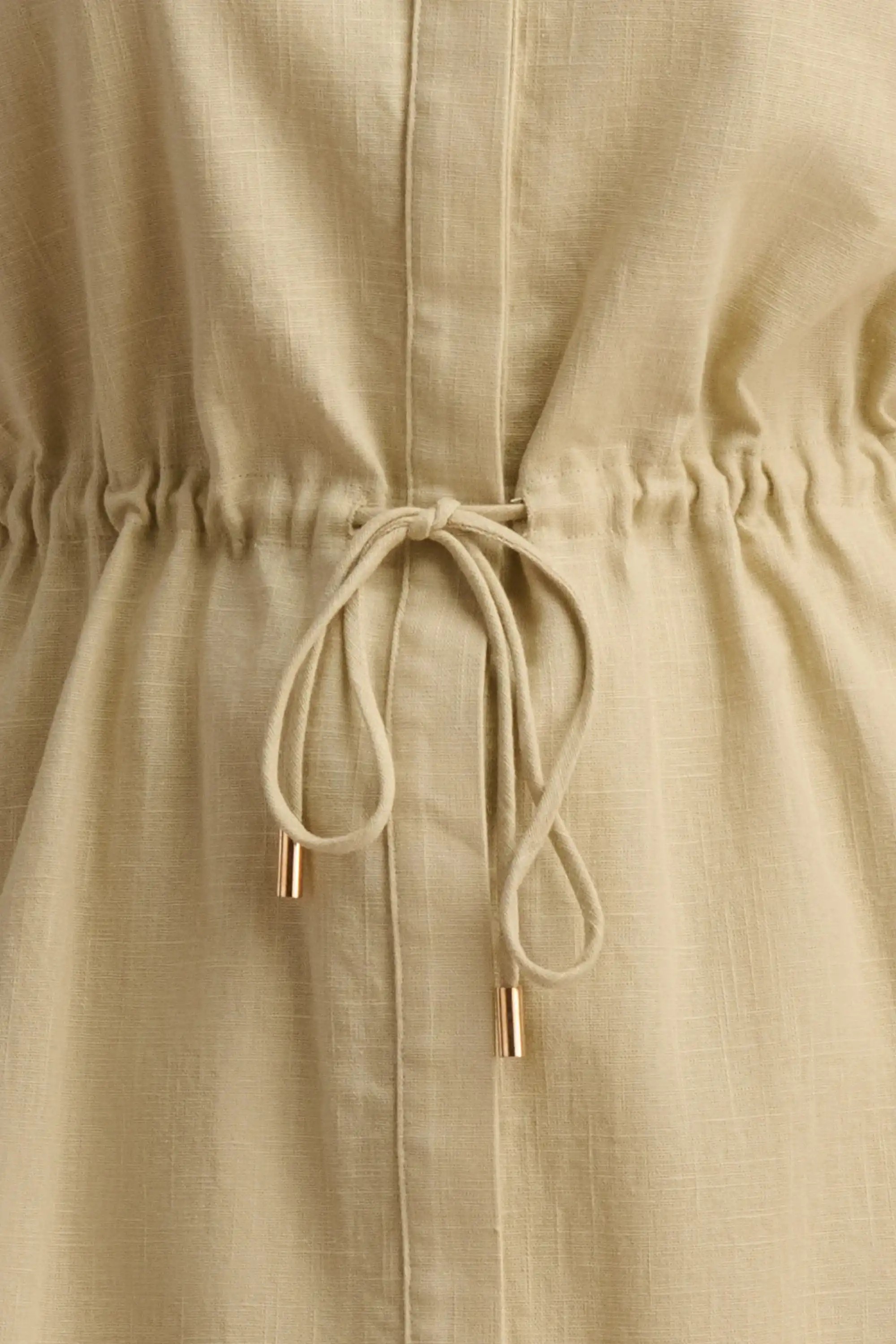 Beige Drawstring Waist Tunic Shirt - Image 3