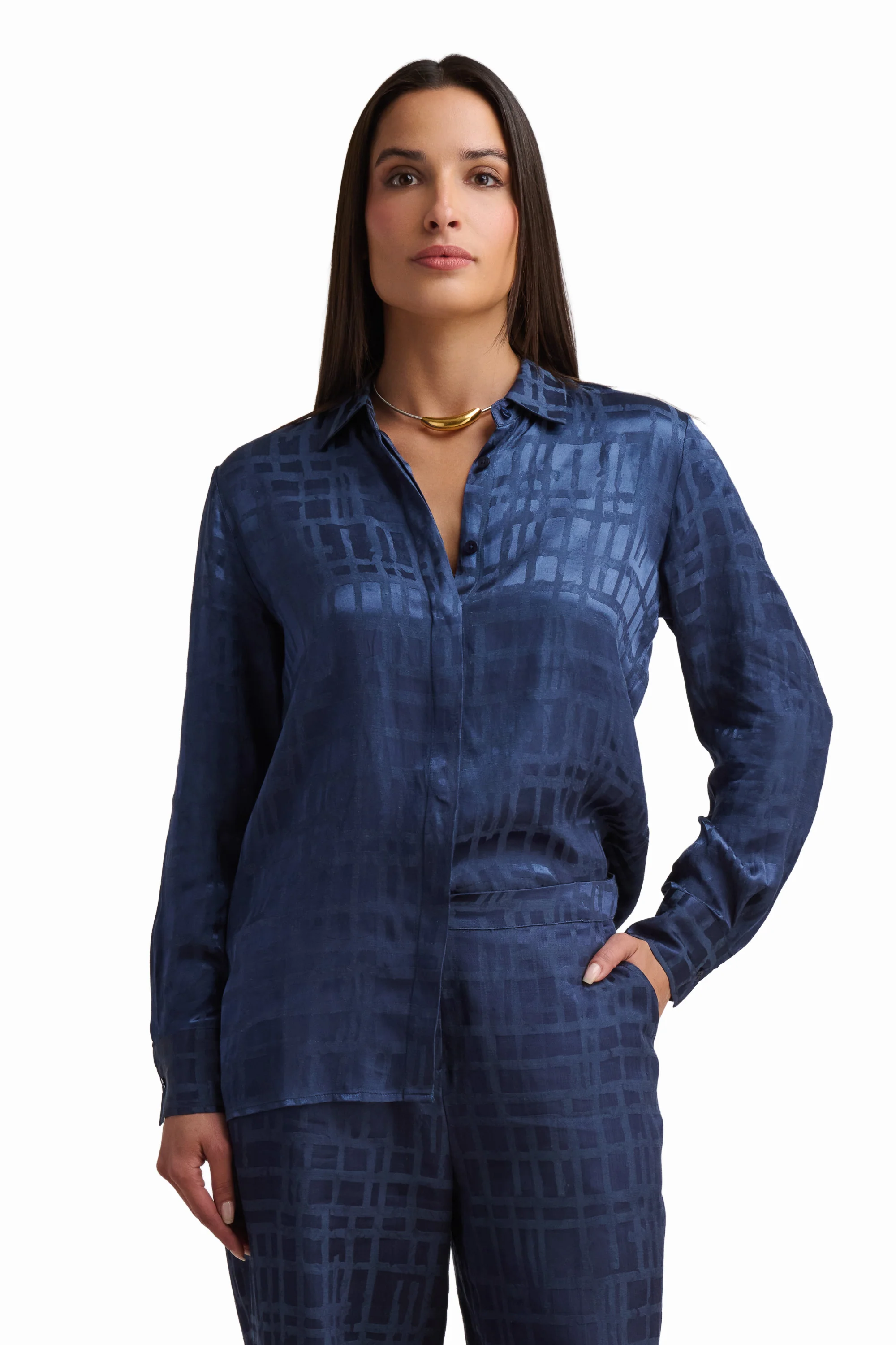 Deep Blue Textured Shirt - Image 2