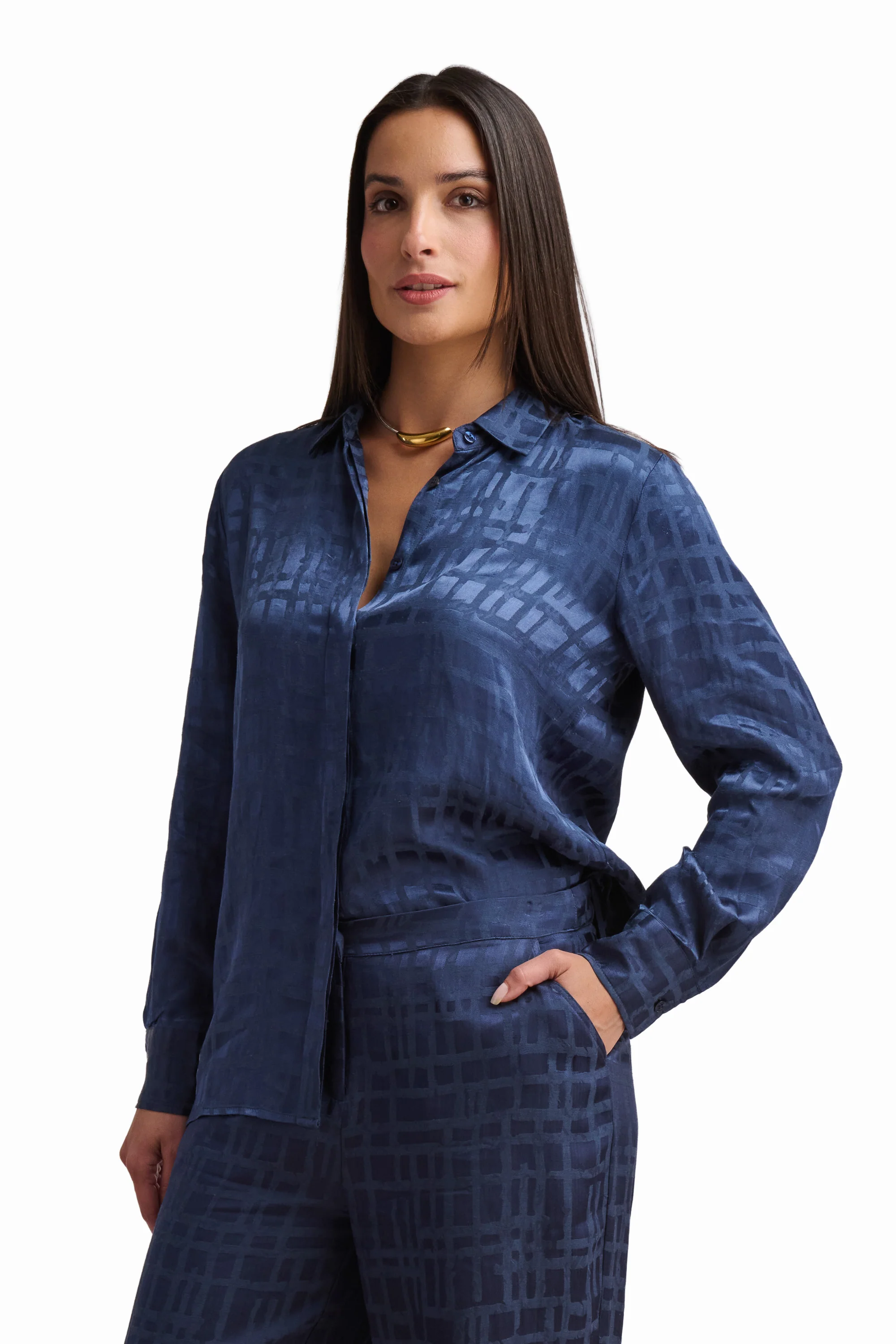 Deep Blue Textured Shirt - Image 4