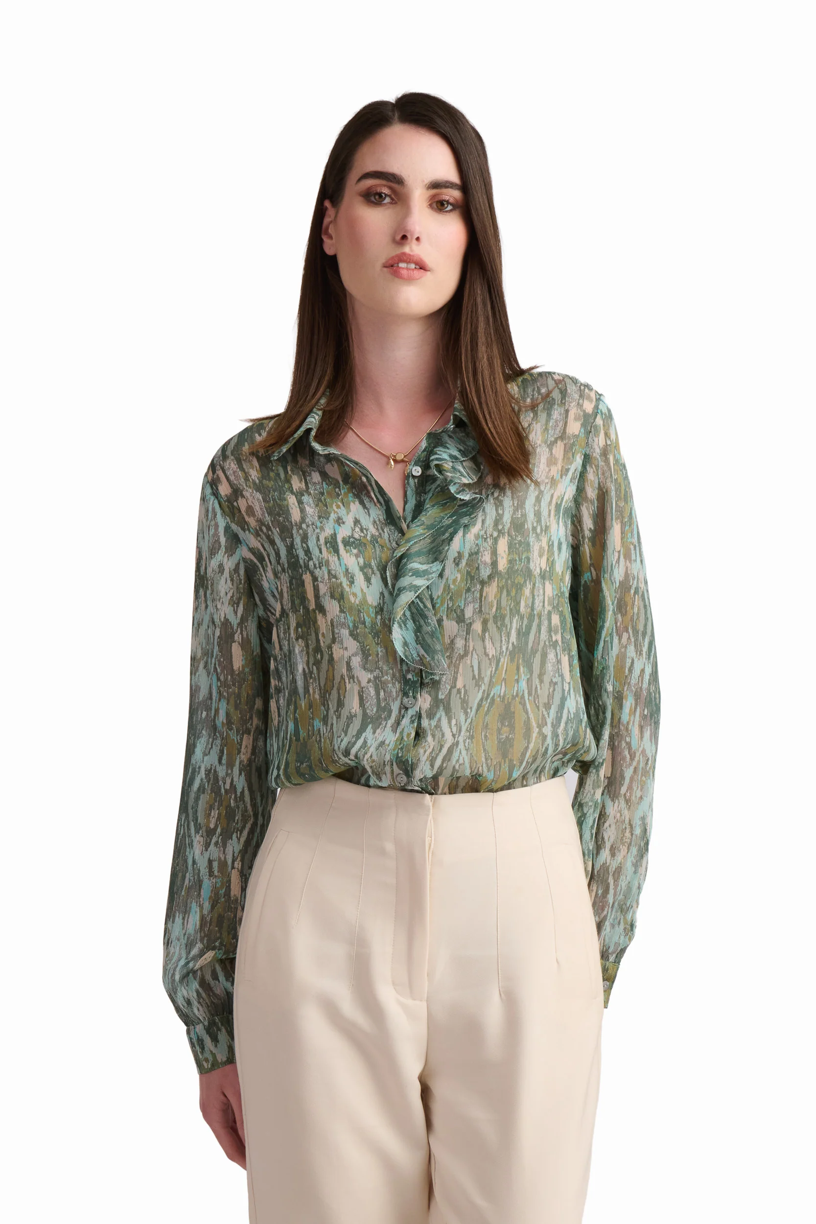 Ruffle-Detail Printed Blouse - Image 2