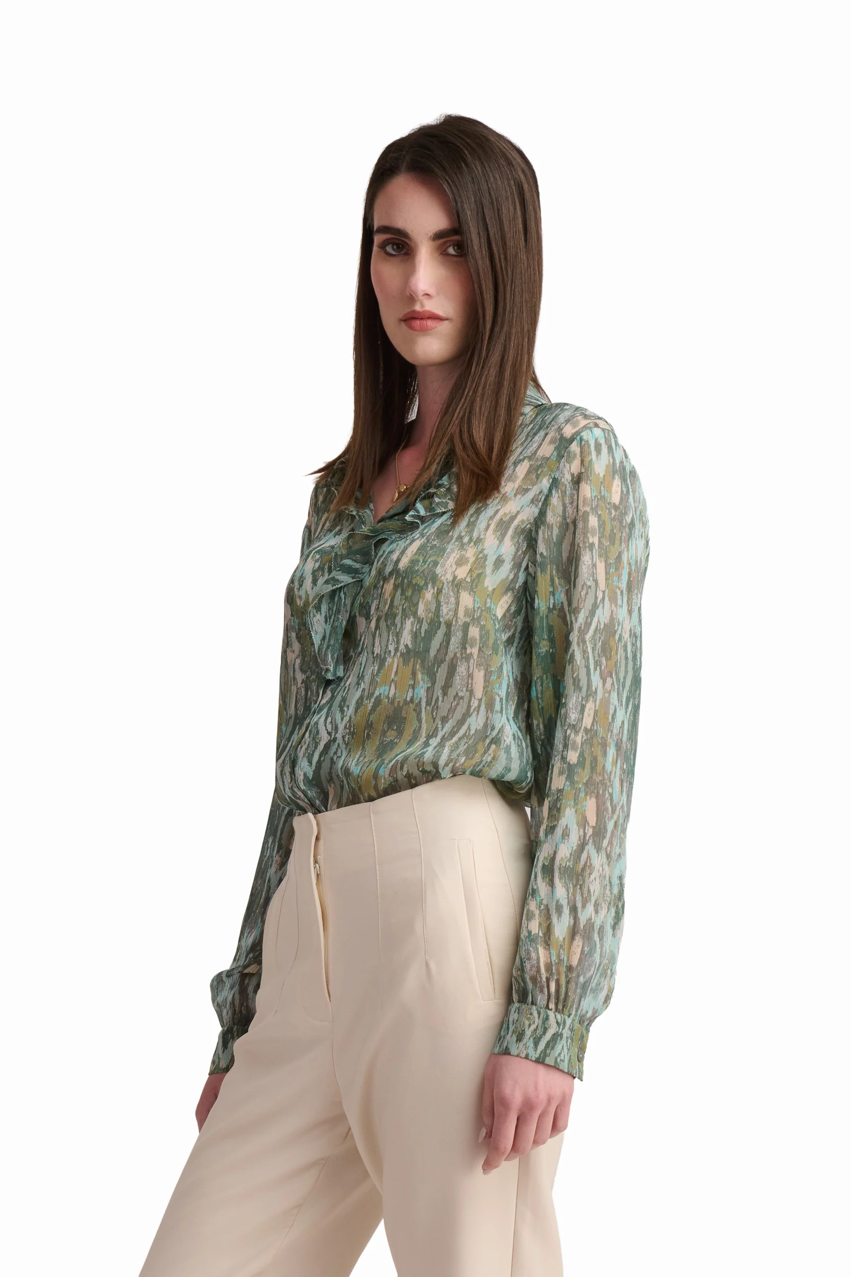 Ruffle-Detail Printed Blouse - Image 3