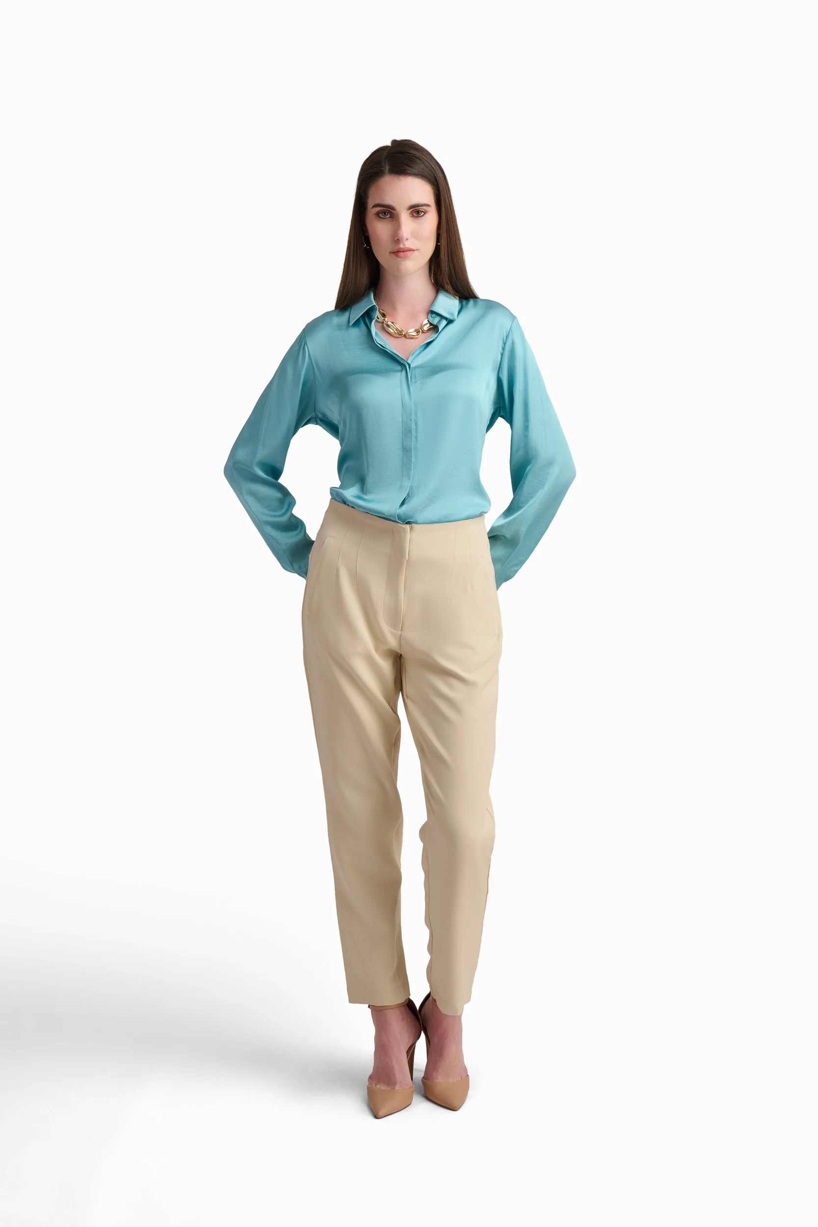Soft Yellow Satin Shirt - Image 2