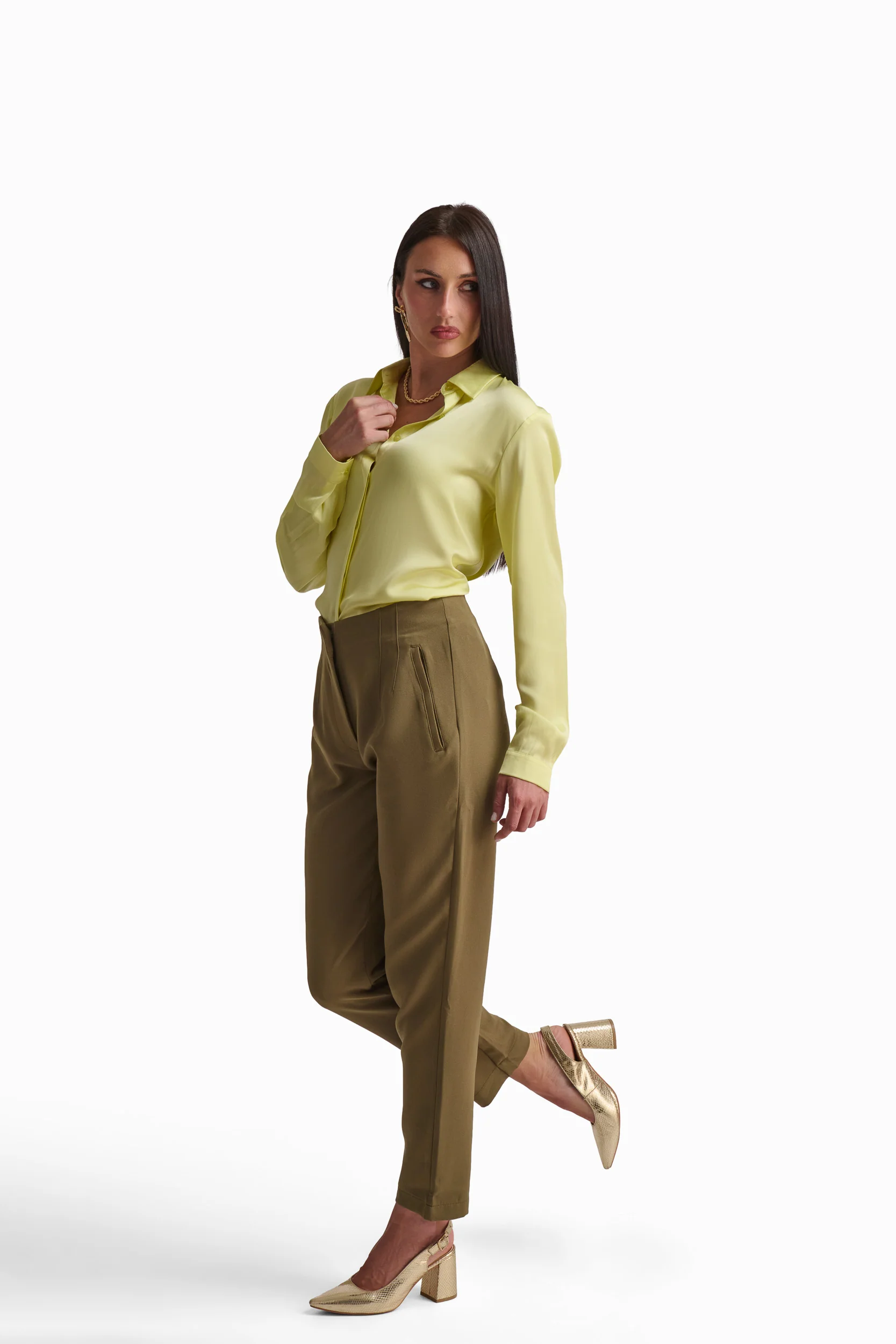 Soft Yellow Satin Shirt - Image 6