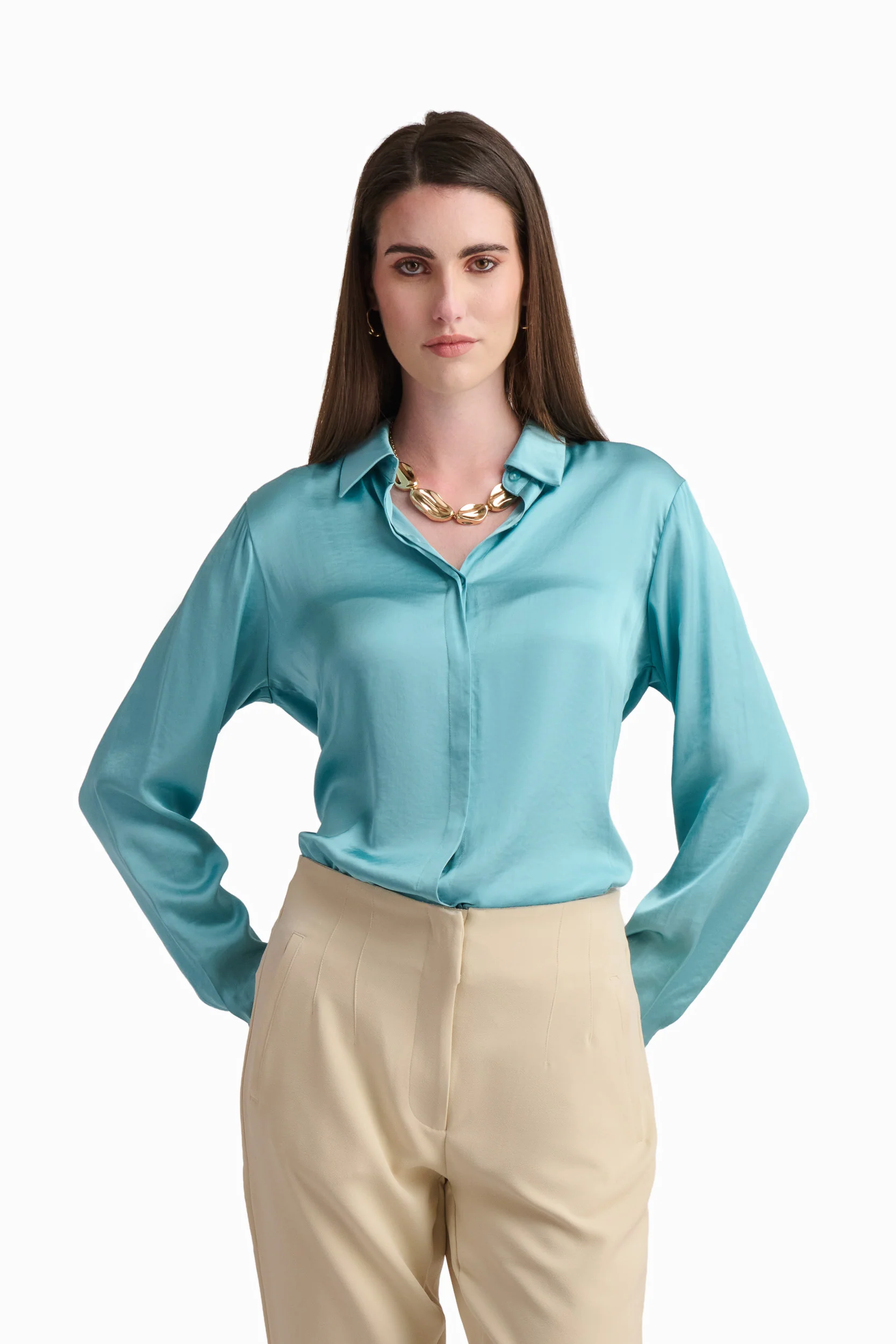 Soft Yellow Satin Shirt - Image 7