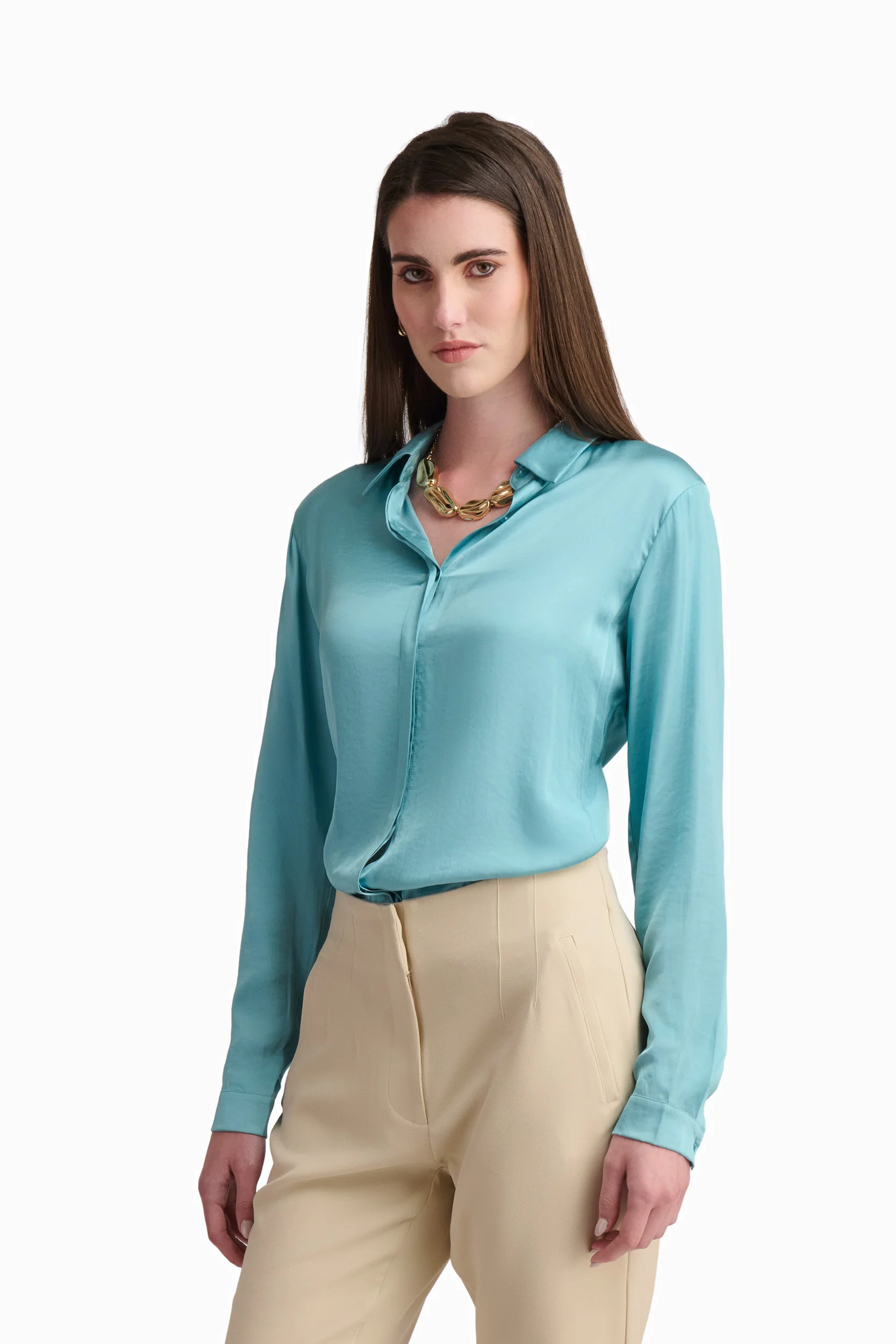 Soft Yellow Satin Shirt - Image 8