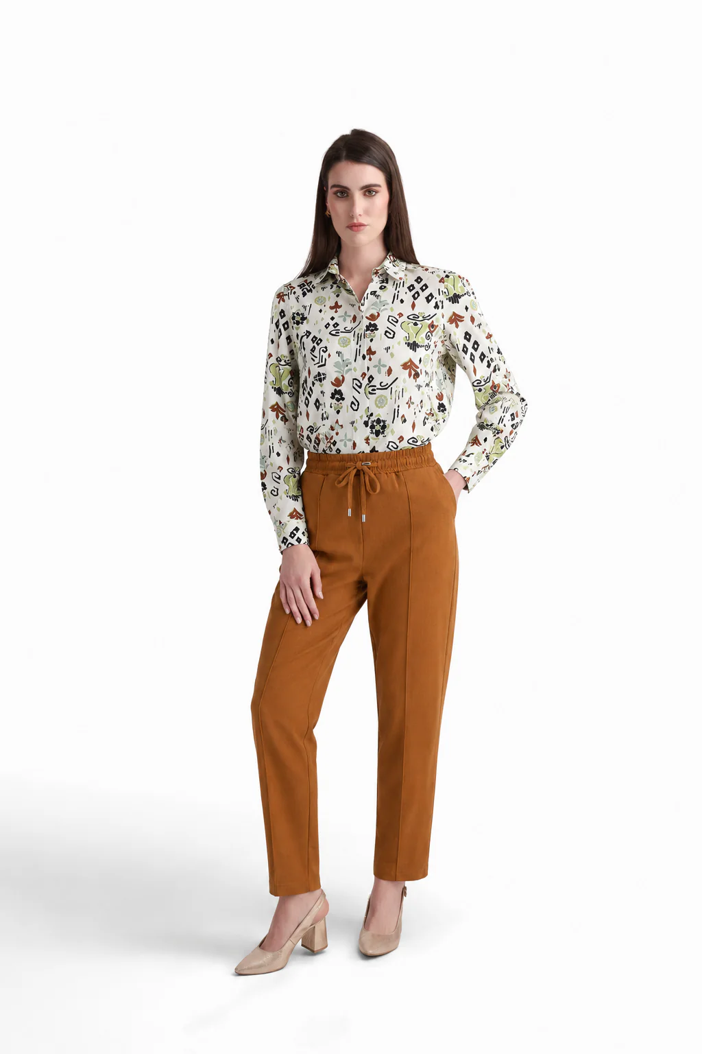 Abstract Print Satin Shirt - Image 12