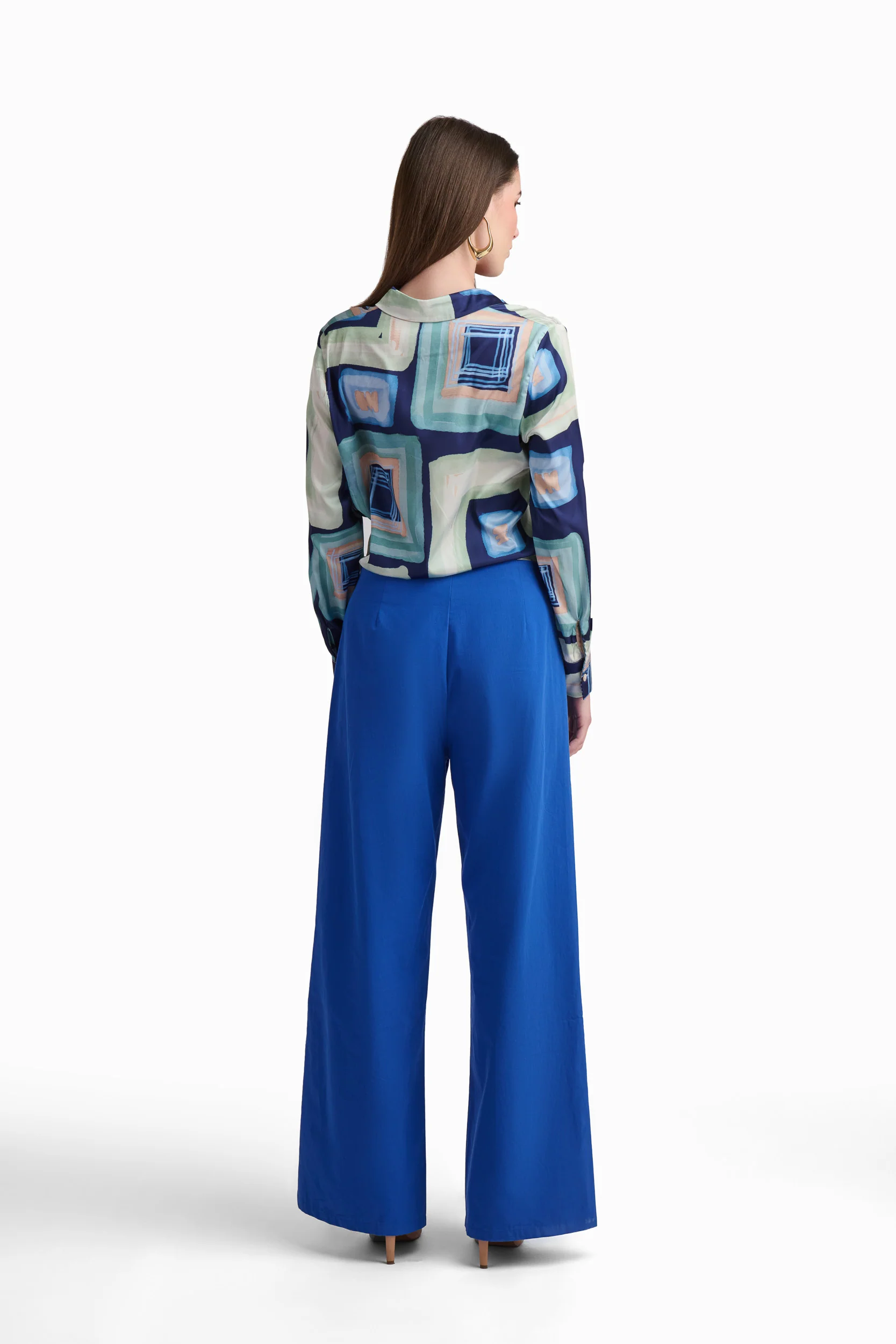 Abstract Print Satin Shirt - Image 4