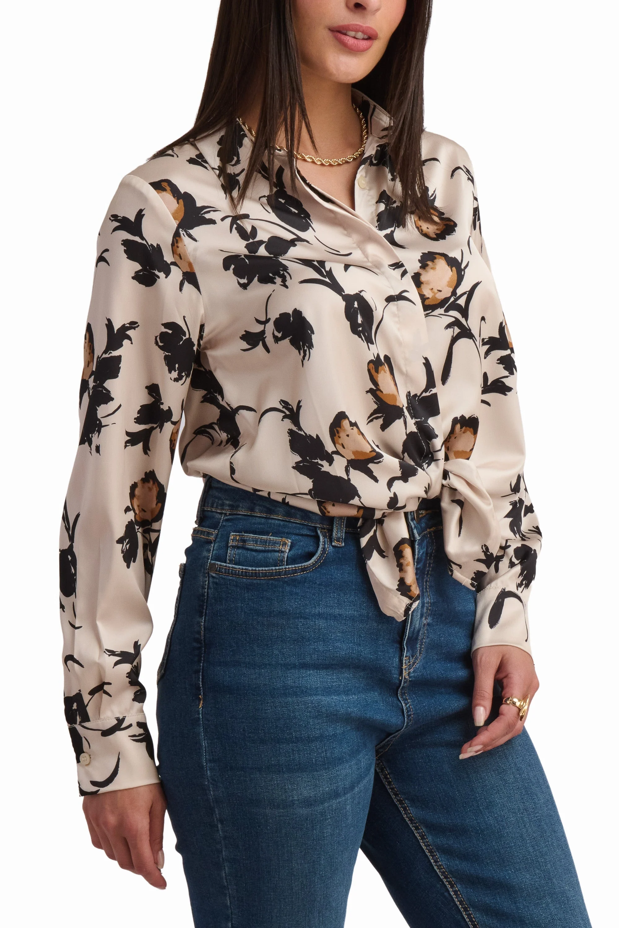 Abstract Print Satin Shirt - Image 6