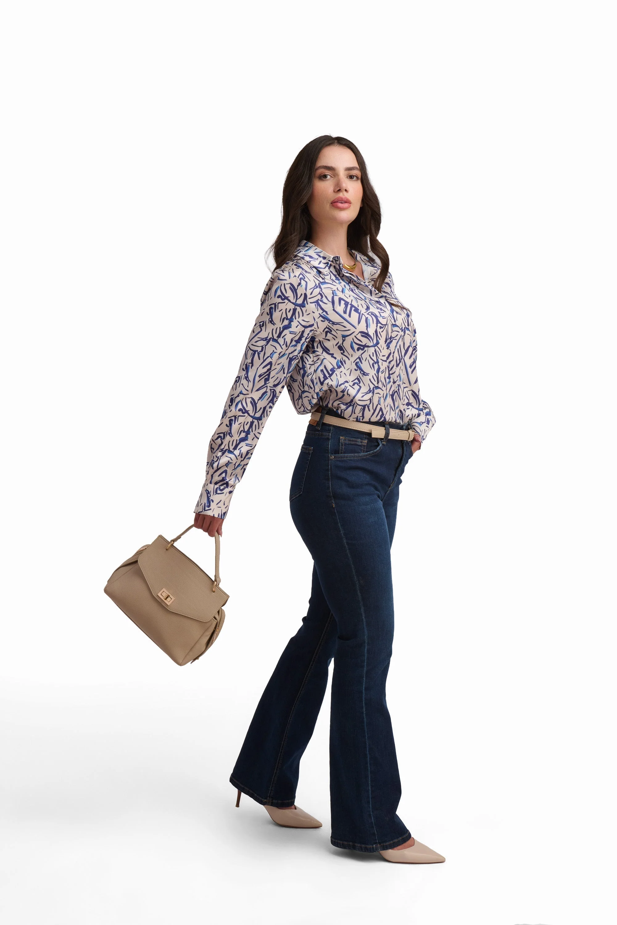 Abstract Print Satin Shirt - Image 8