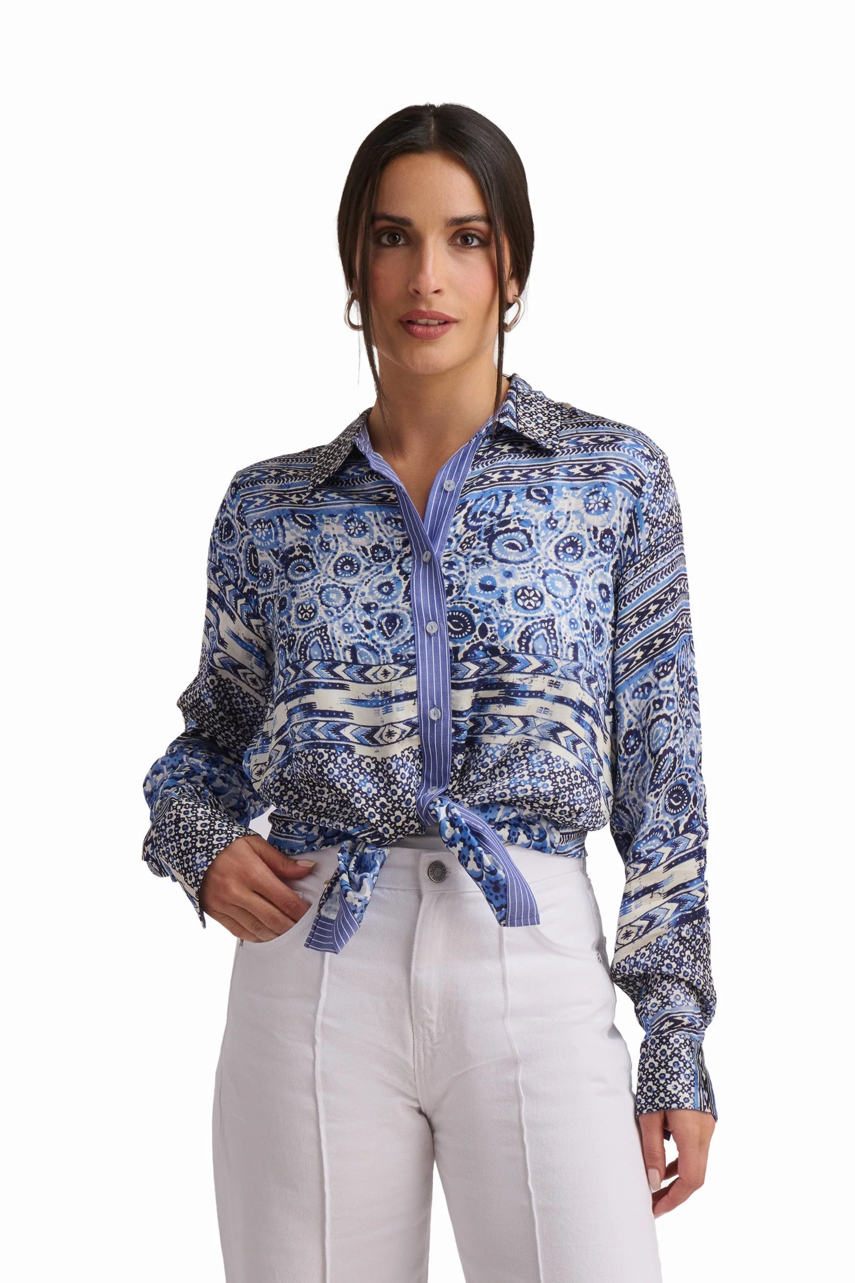 Blue Paisley Viscose Shirt - Image 2