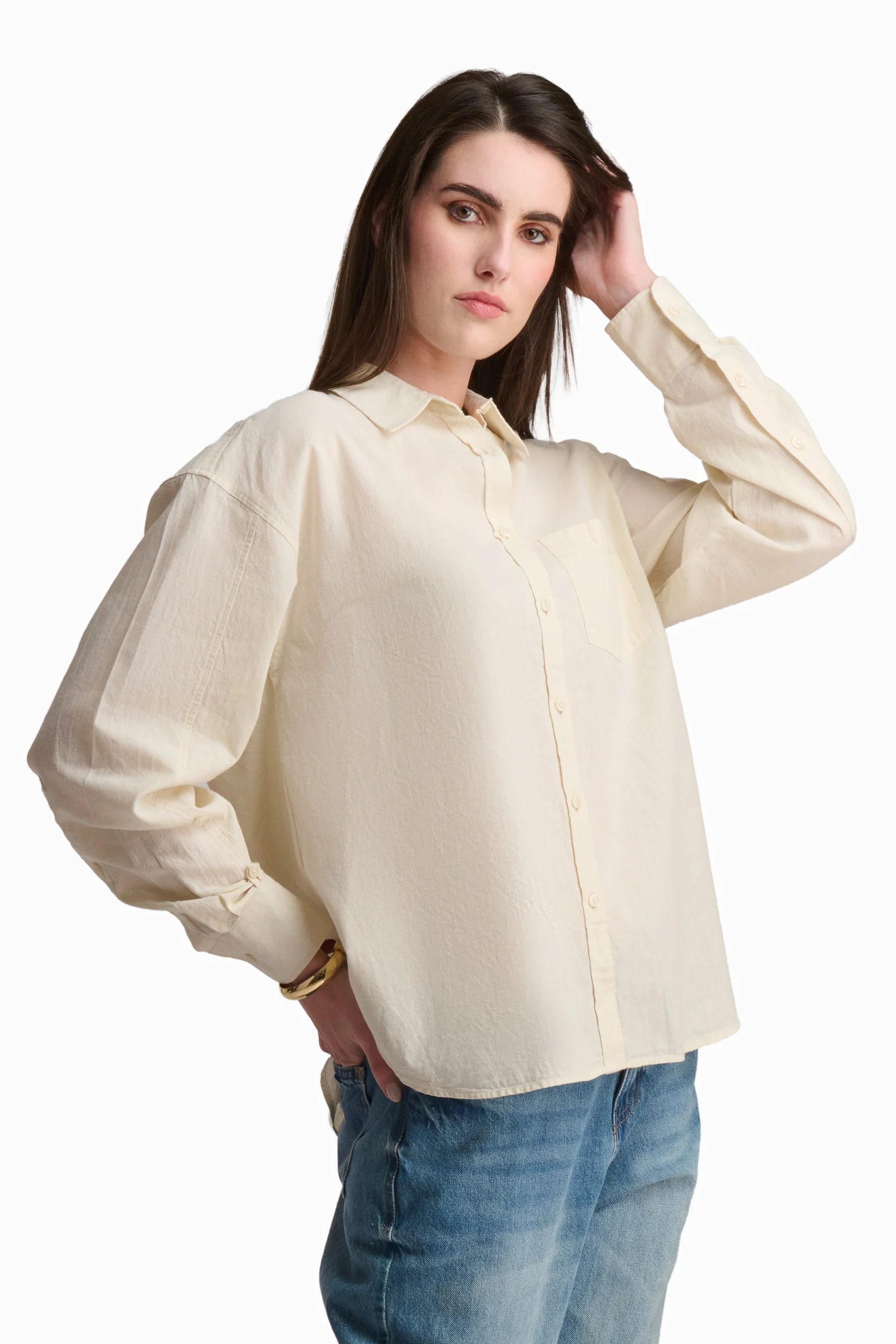 Cream Cotton-Linen Shirt - Image 3