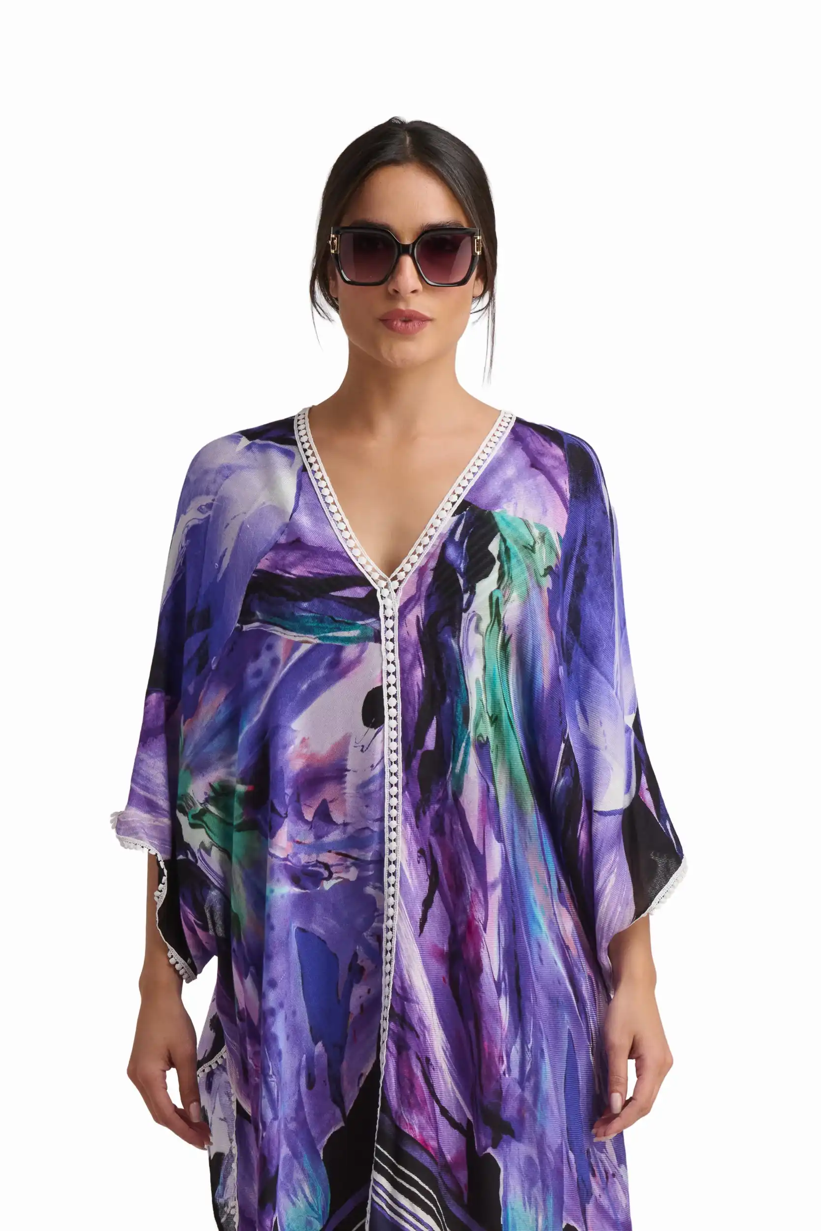 Purple Wave Viscose Beach Cover-Up - Image 3