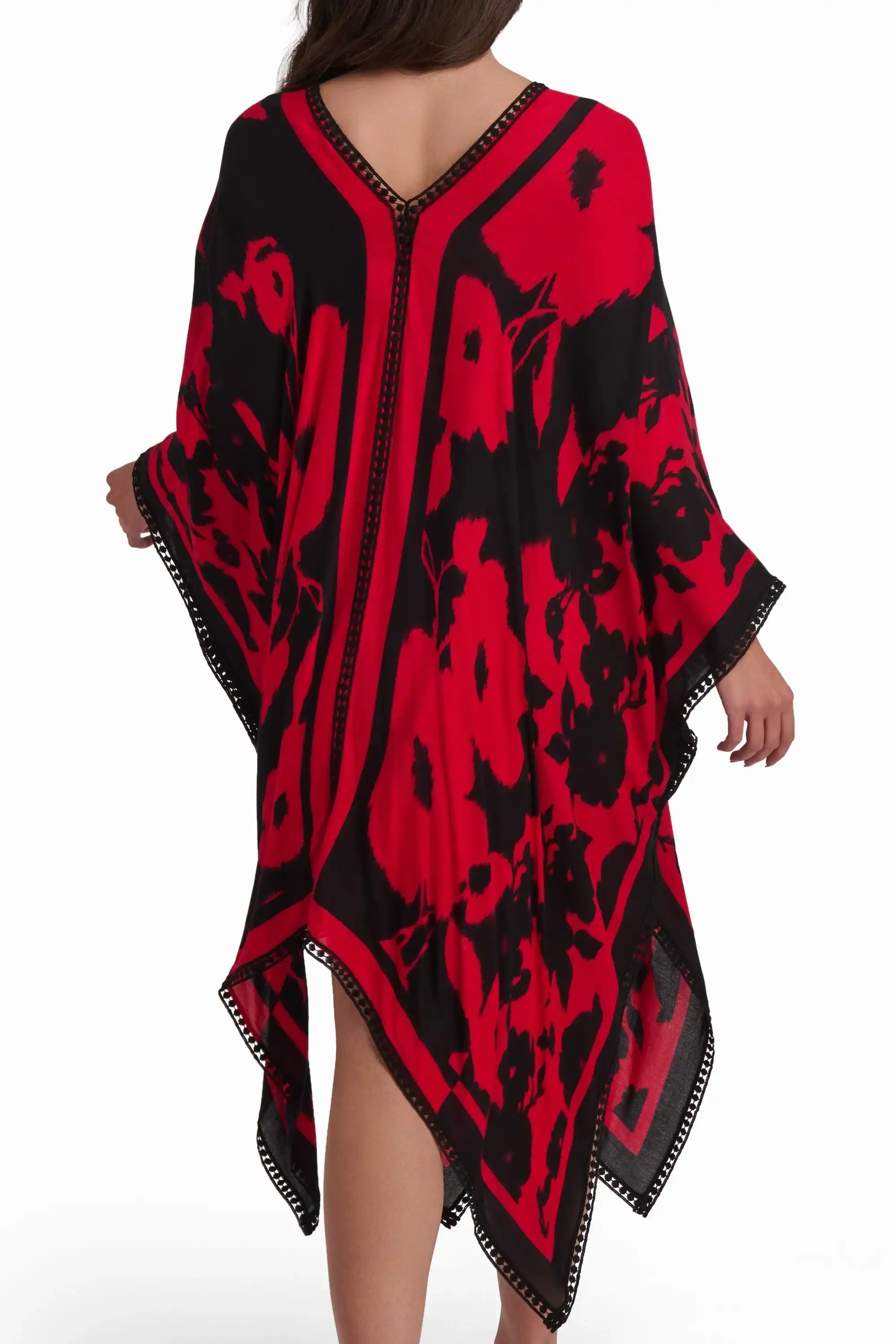 Red and Black Printed Beach Cover-Up - Image 3