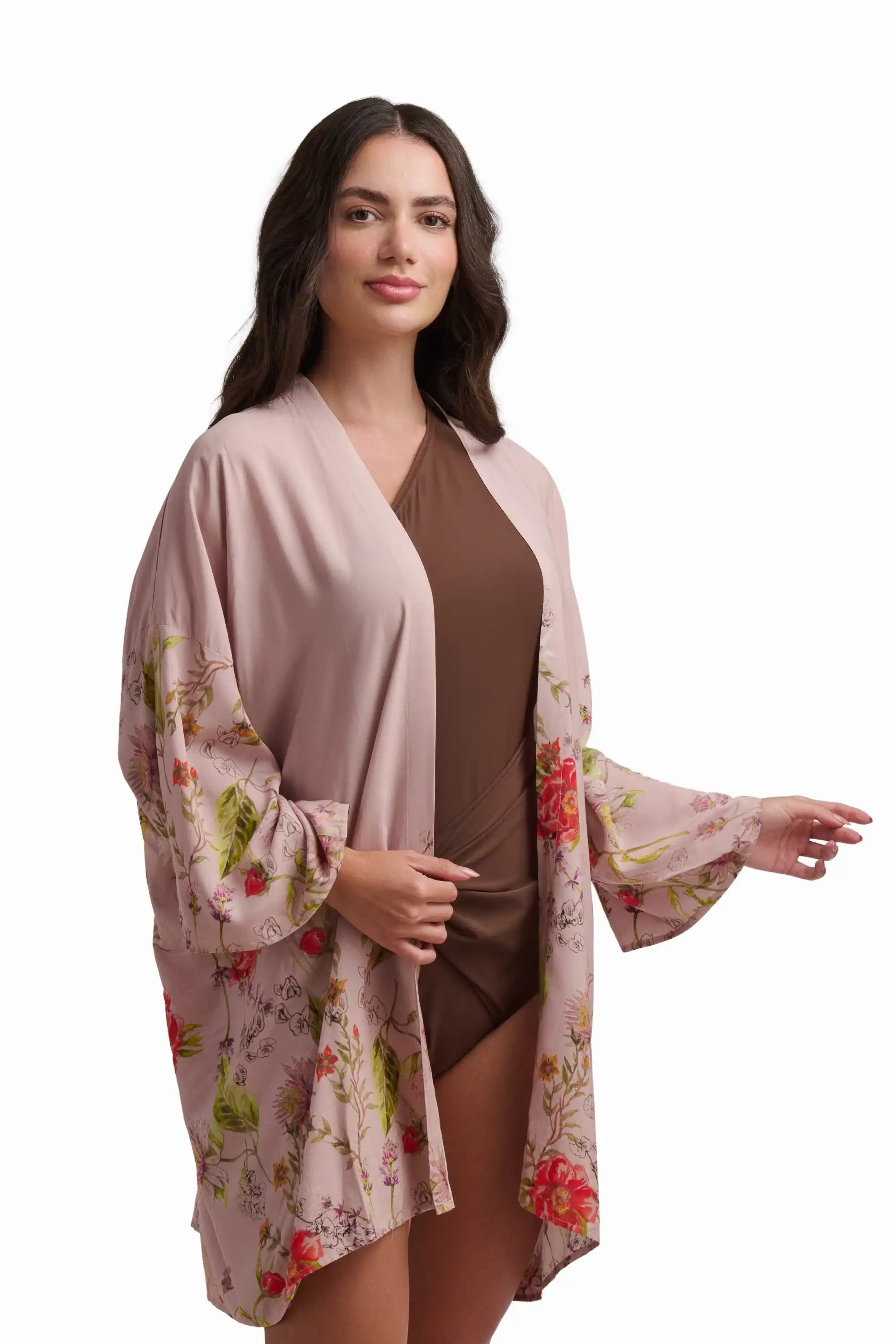 Soft Pink Floral Kimono - Image 3