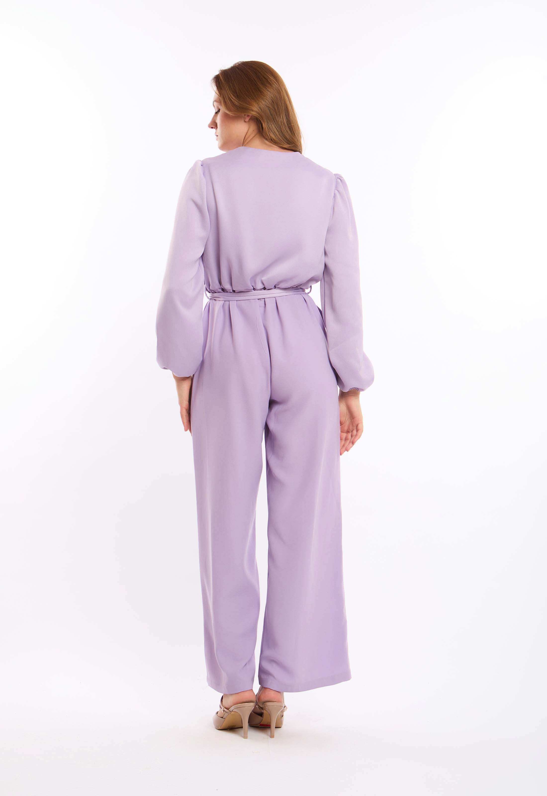 Long Sleeves V-Neck Jumsuit with Tie Waist - Image 4