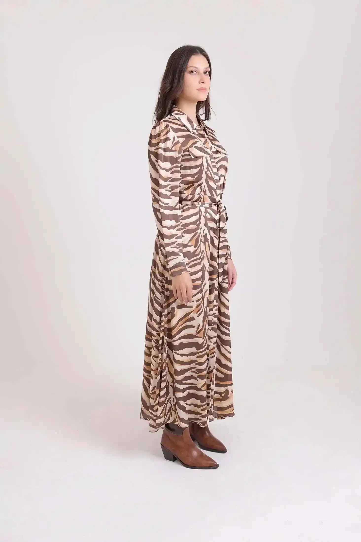 Maxi Zebra Dress with Drawstring Waist - Image 4