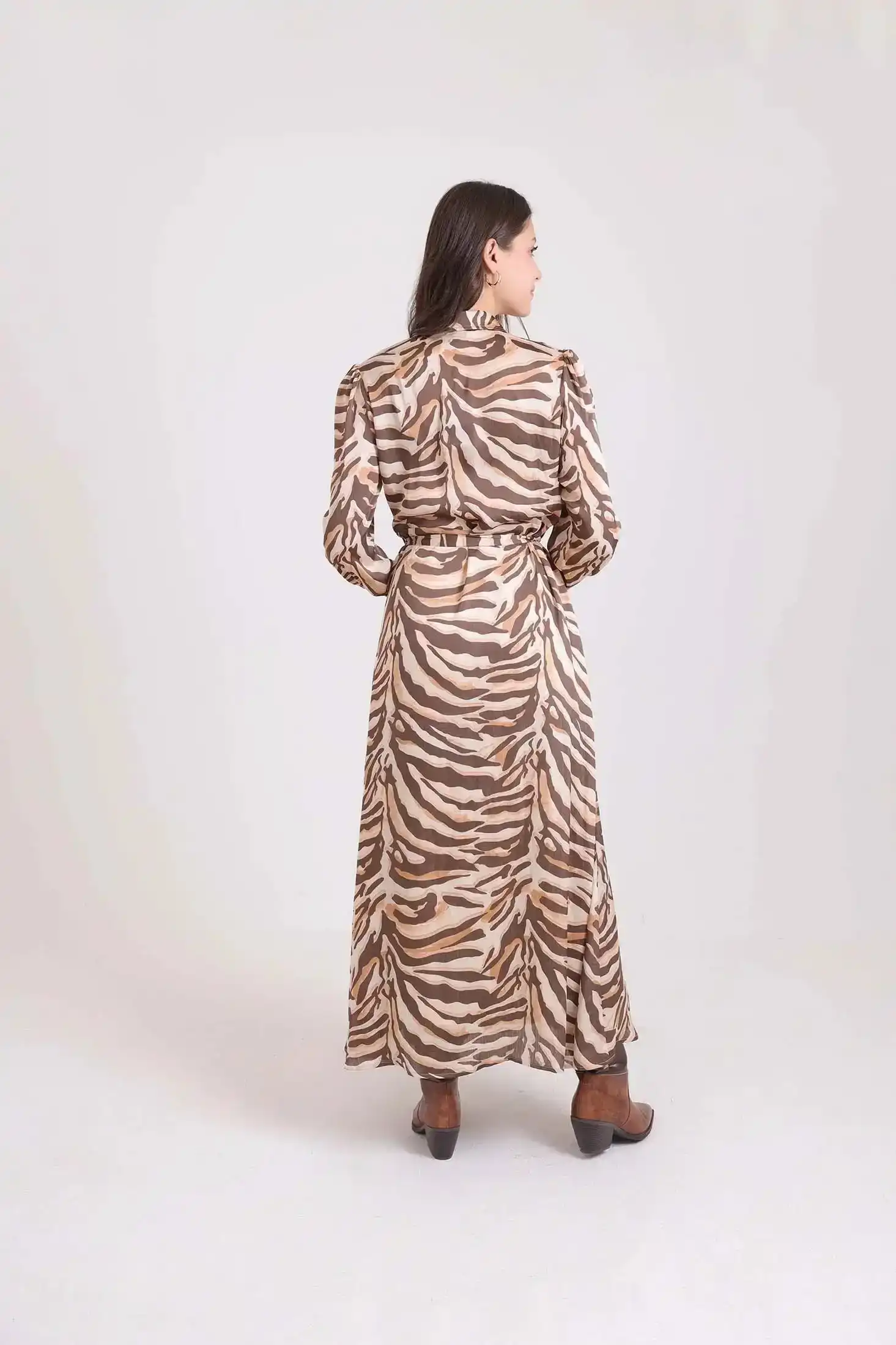 Maxi Zebra Dress with Drawstring Waist - Image 5