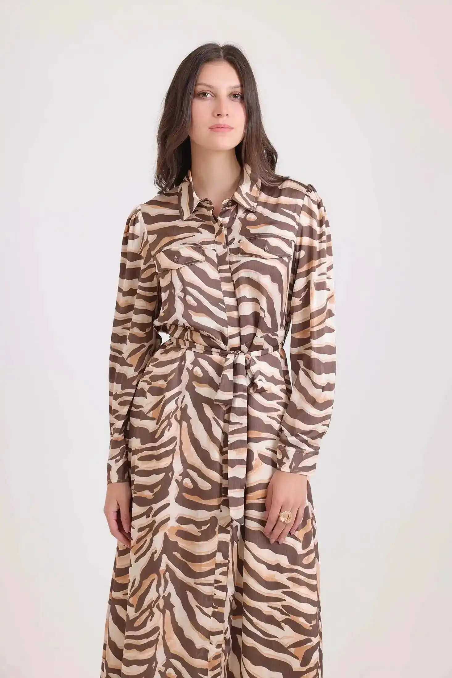 Maxi Zebra Dress with Drawstring Waist - Image 6