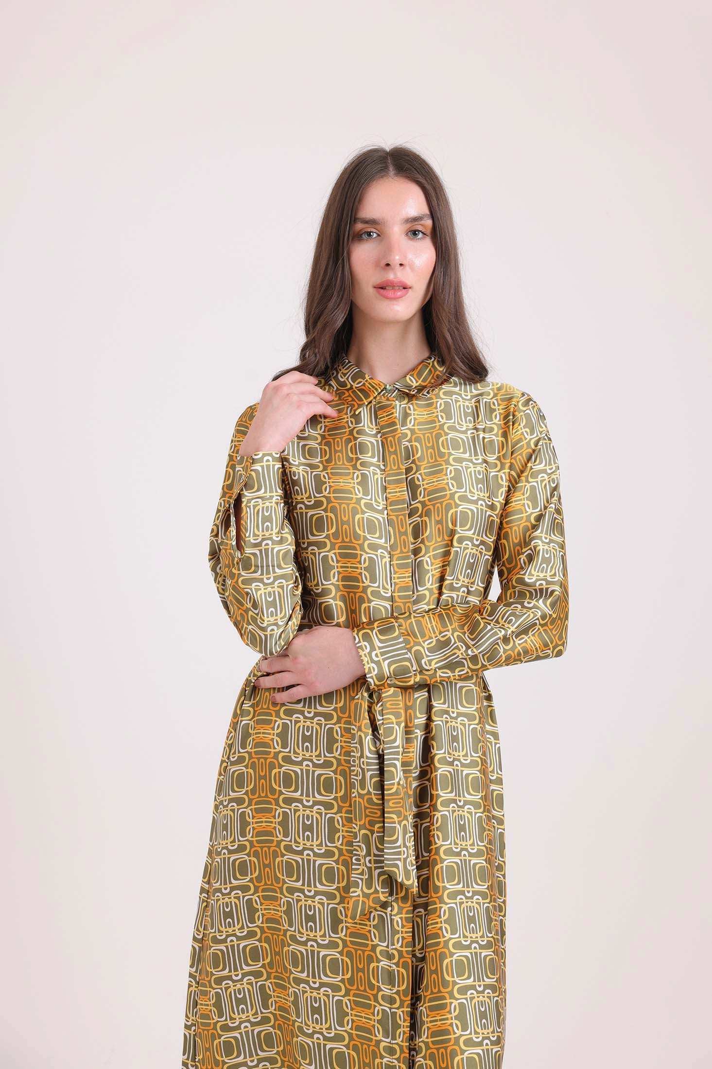 Patterned Long Sleeves Summer Maxi Dress - Image 4