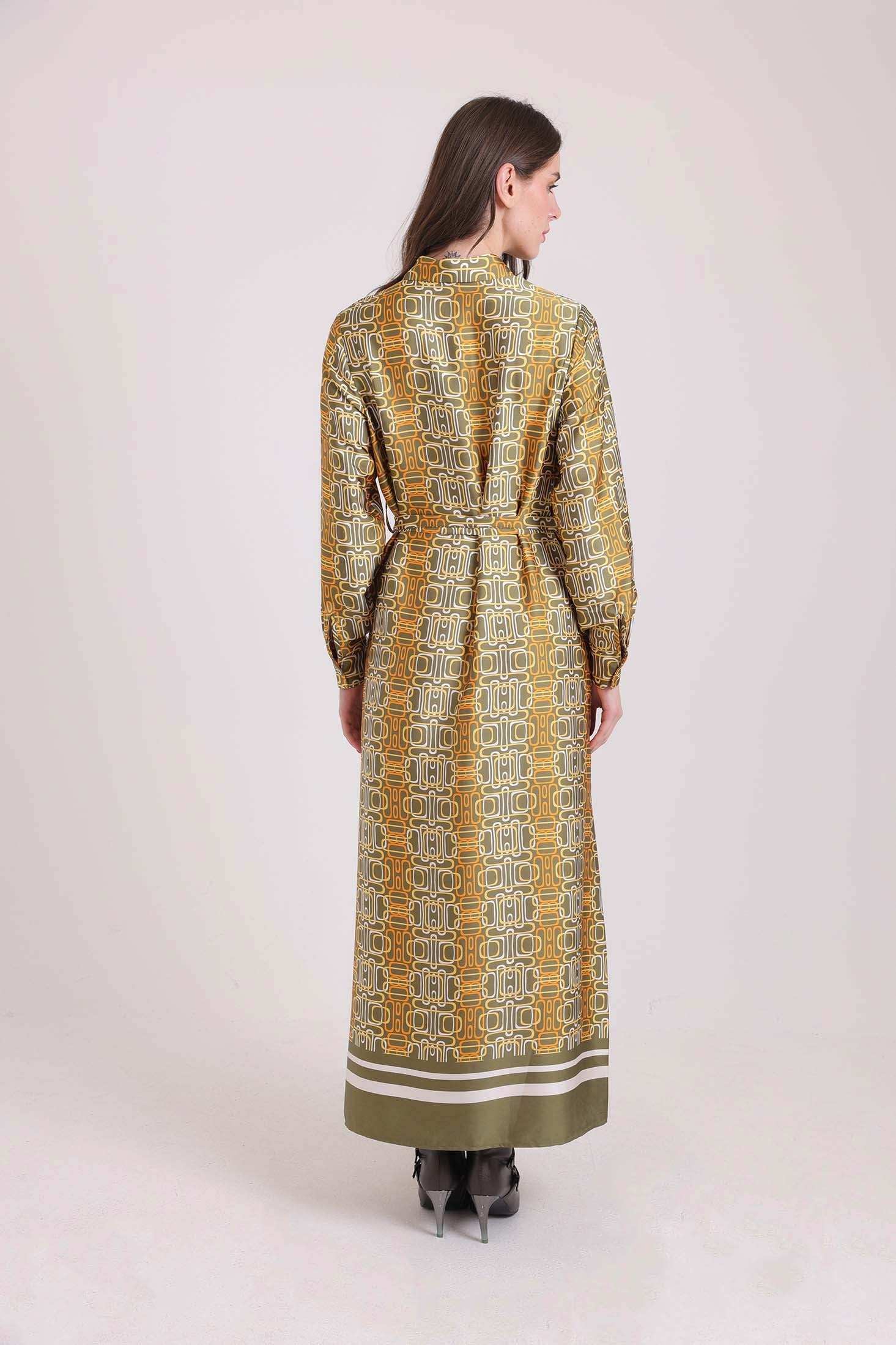 Patterned Long Sleeves Summer Maxi Dress - Image 5