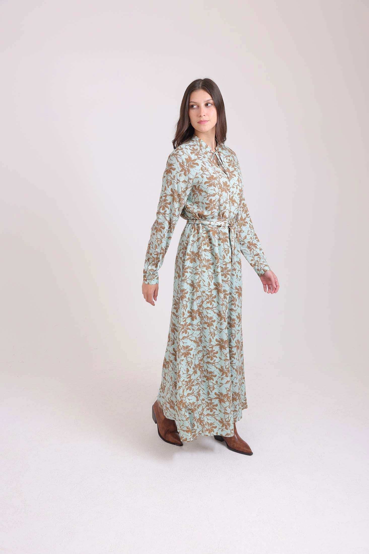 Floral Maxi Dress with Lace-Up Neck - Image 5