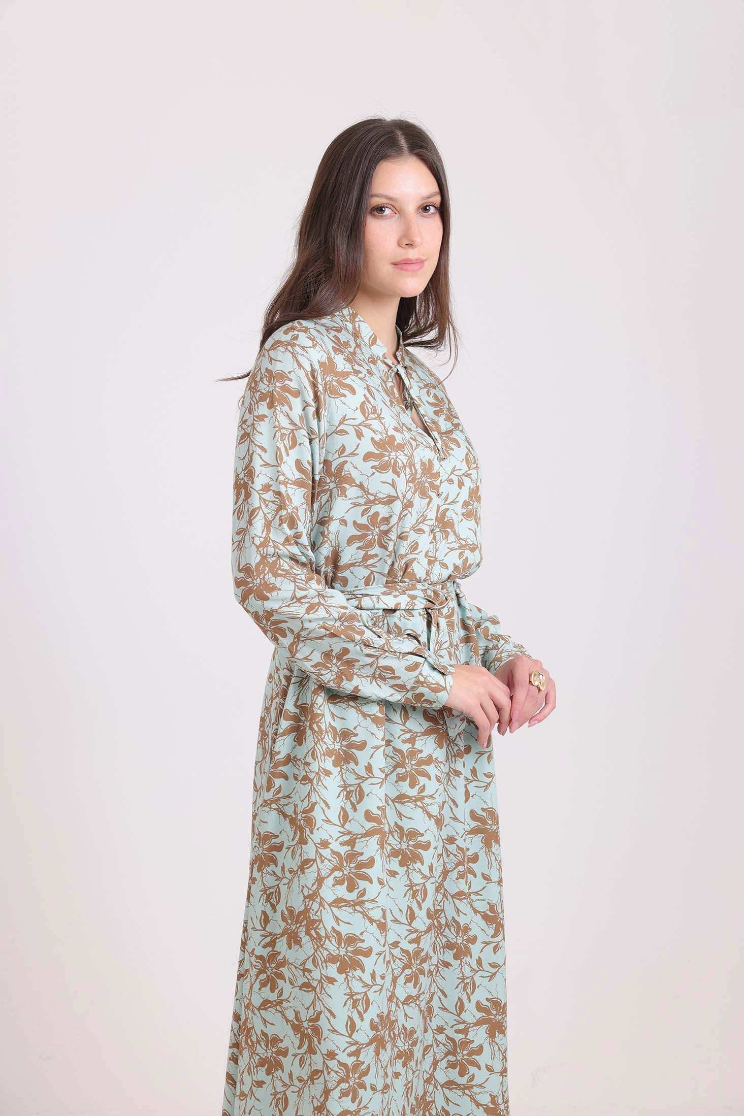 Floral Maxi Dress with Lace-Up Neck - Image 6