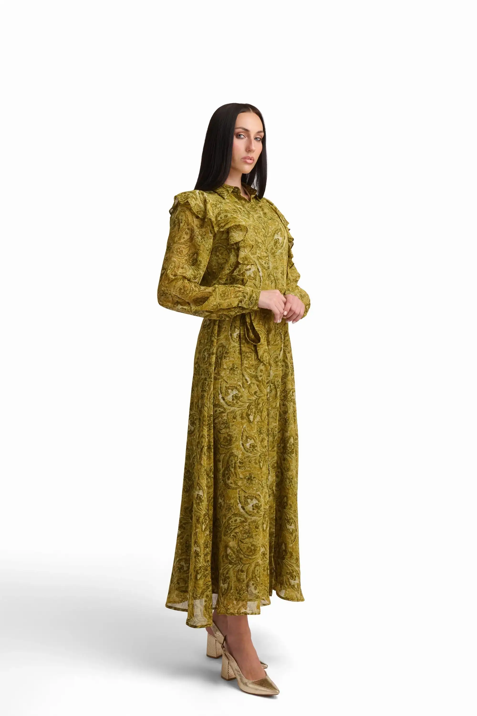 Printed Belted Maxi Dress - Image 3