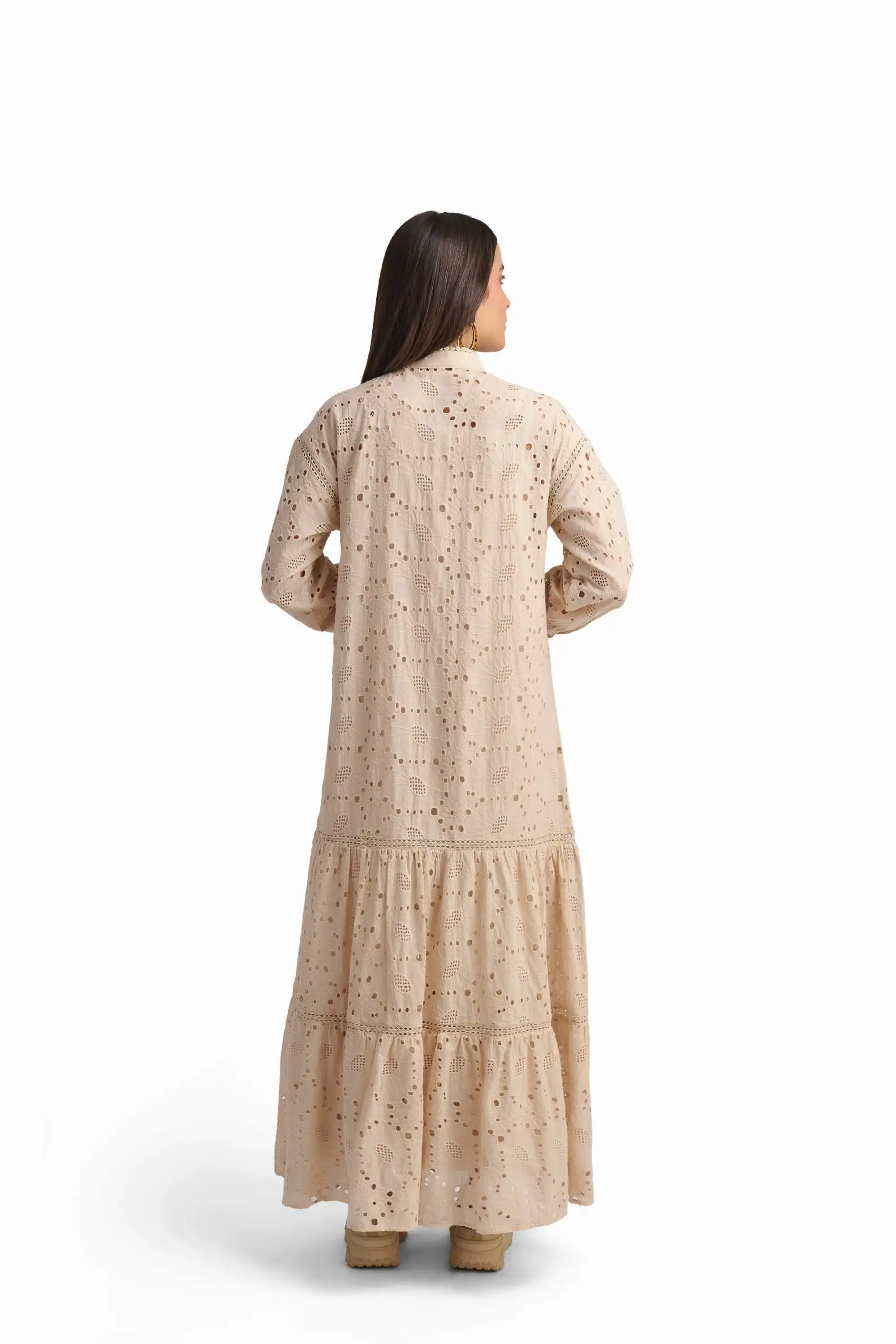 Beige Cutwork Maxi Dress - Image 5