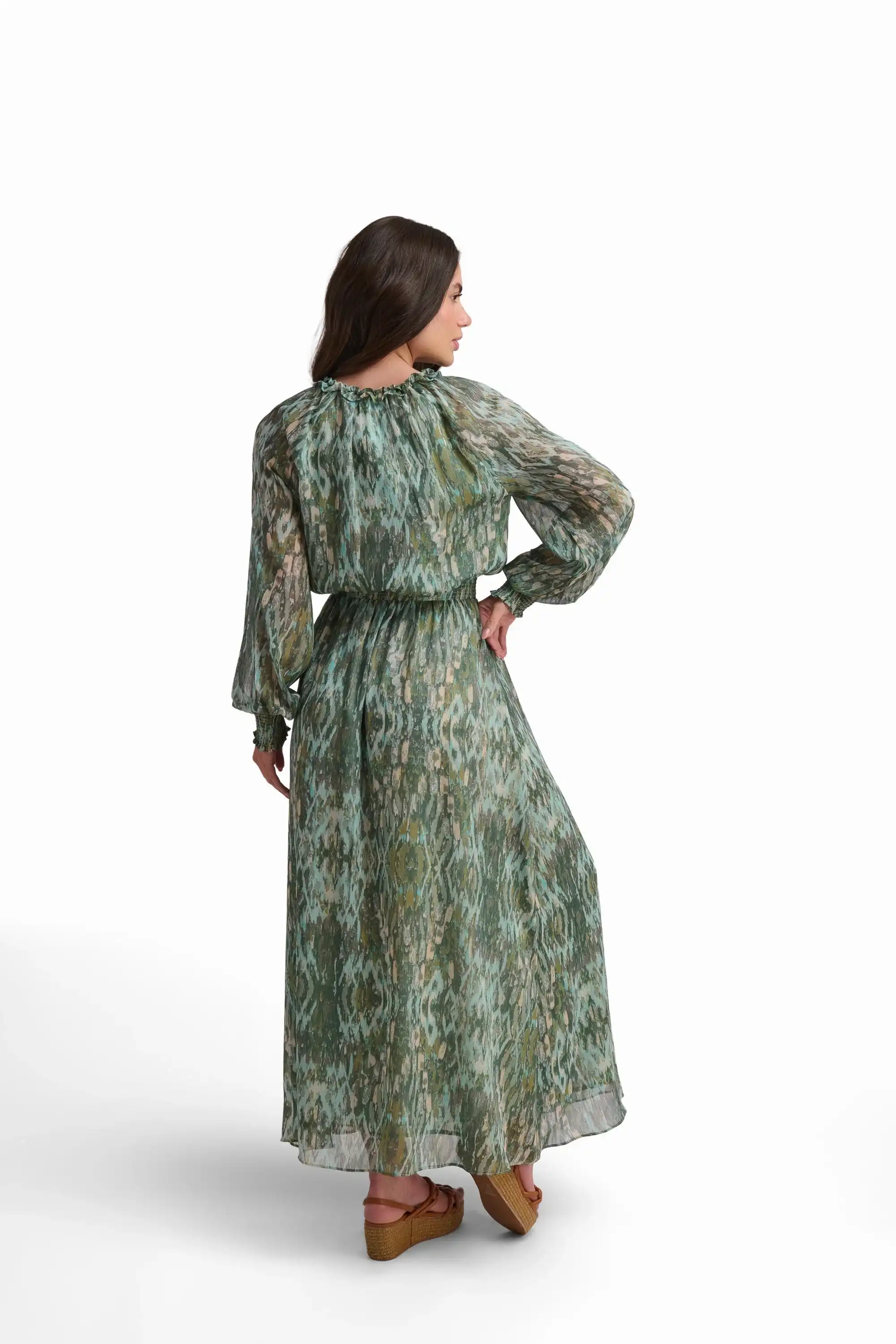Deep Emerald Ruffle-Detail Maxi Dress - Image 3