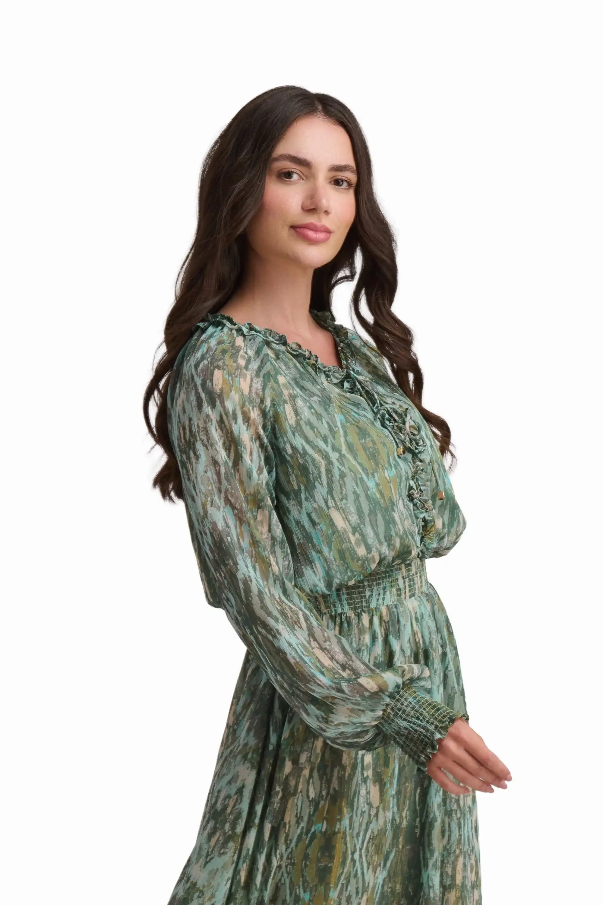 Deep Emerald Ruffle-Detail Maxi Dress - Image 4