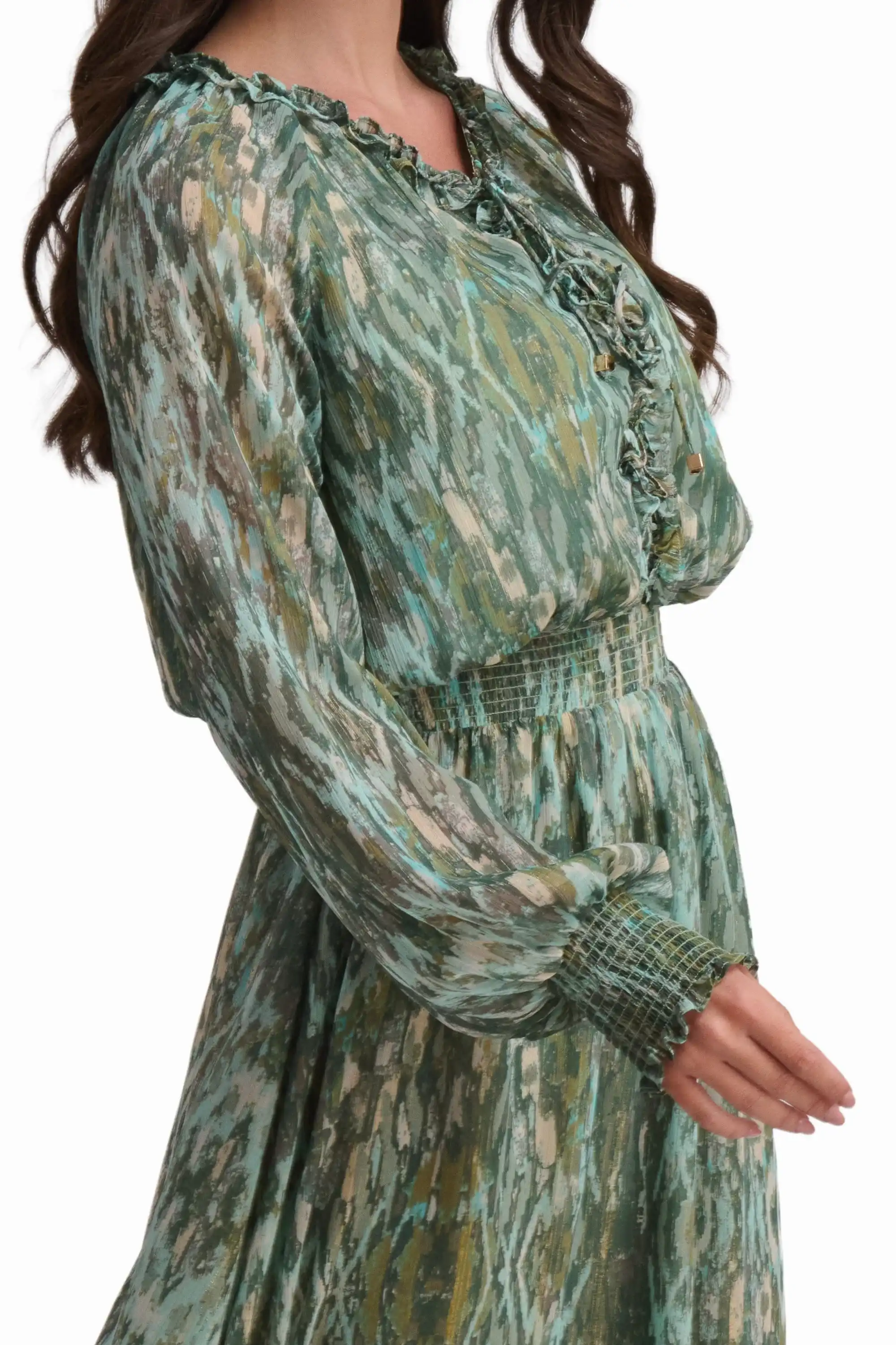 Deep Emerald Ruffle-Detail Maxi Dress - Image 5