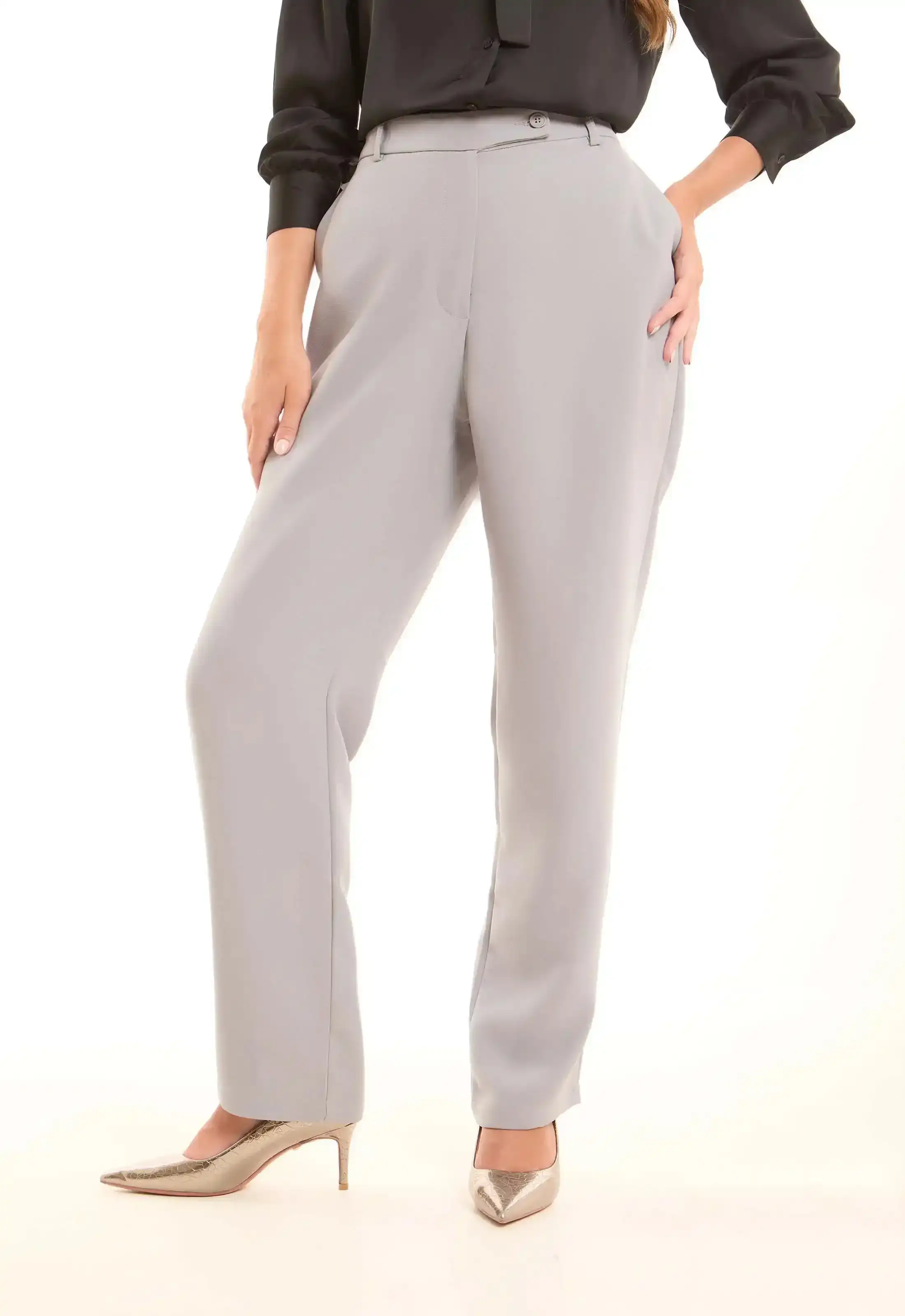 Tailored High-Waist Polyester Pants - Image 10