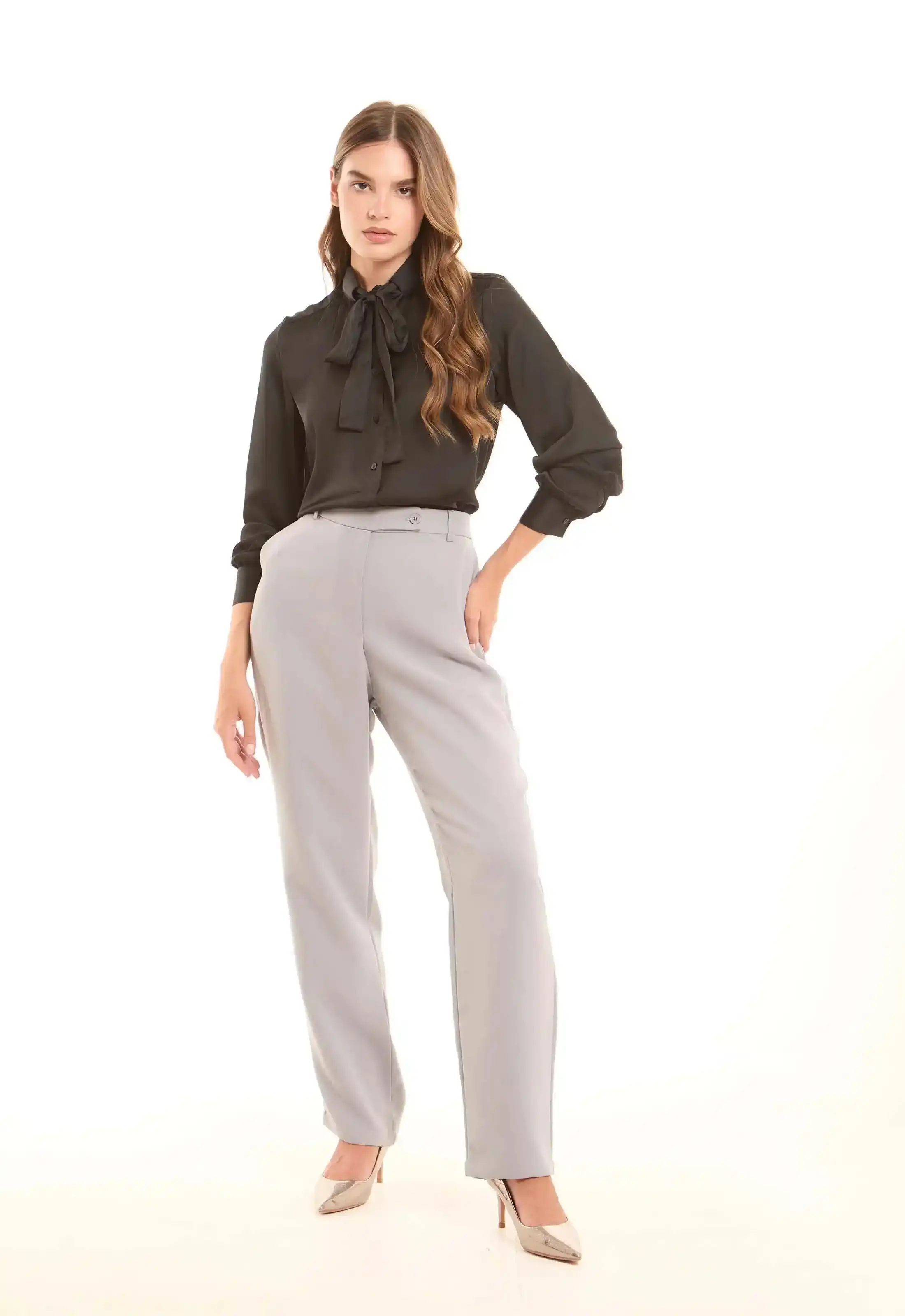 Tailored High-Waist Polyester Pants - Image 9