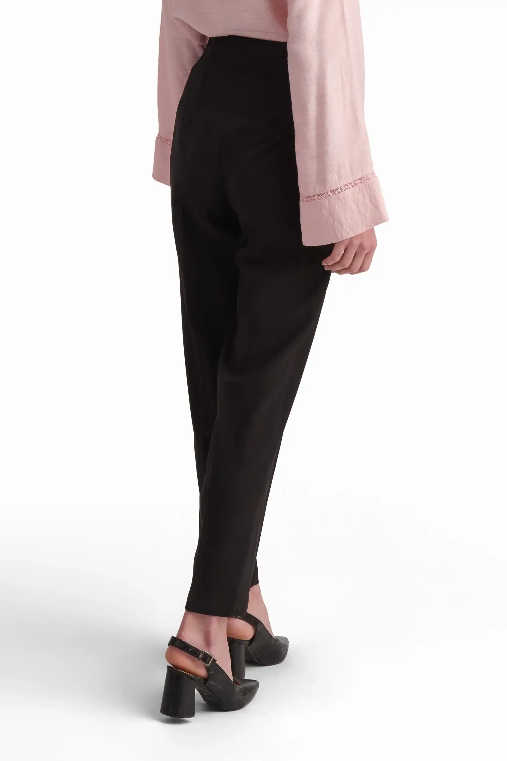 Black Tailored High-Waist Pants - Image 3