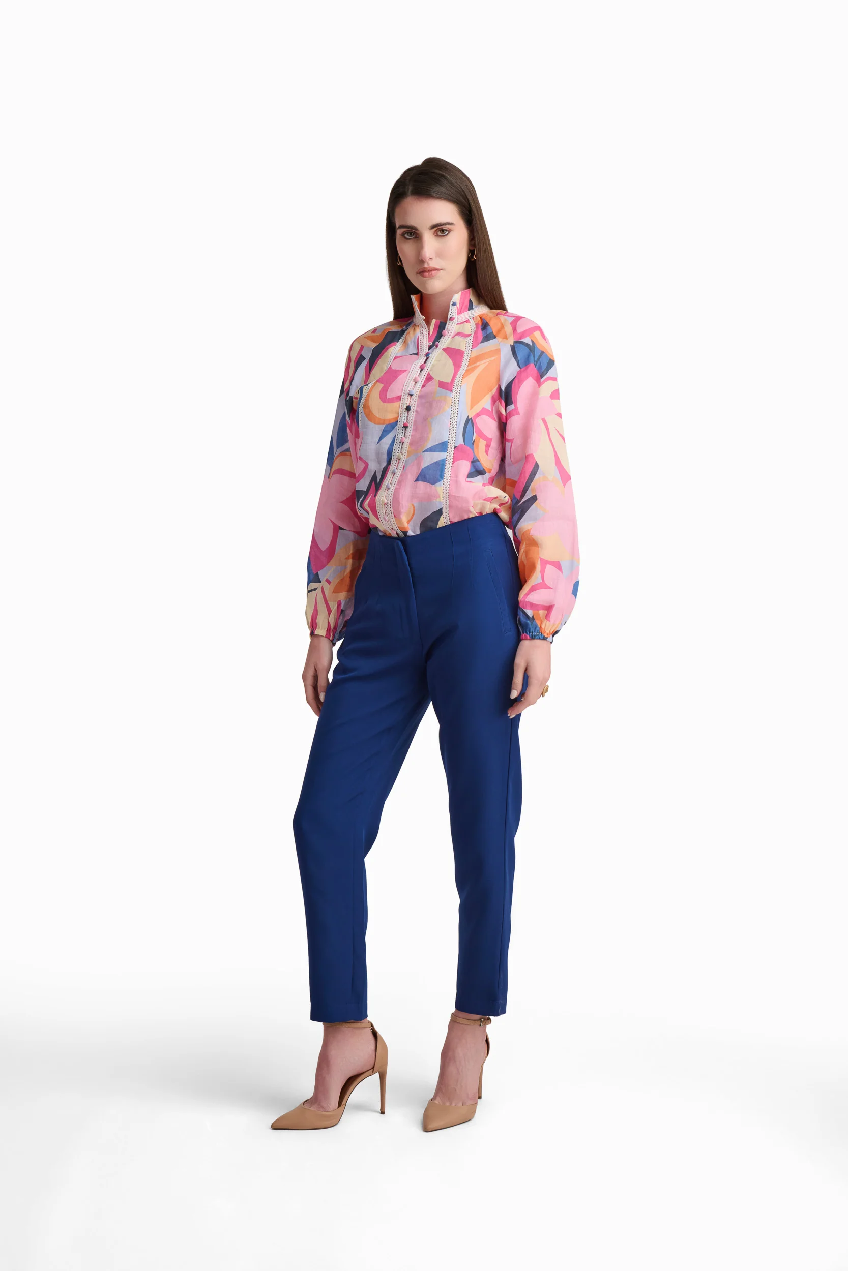 Royal Blue Straight-Leg Pants