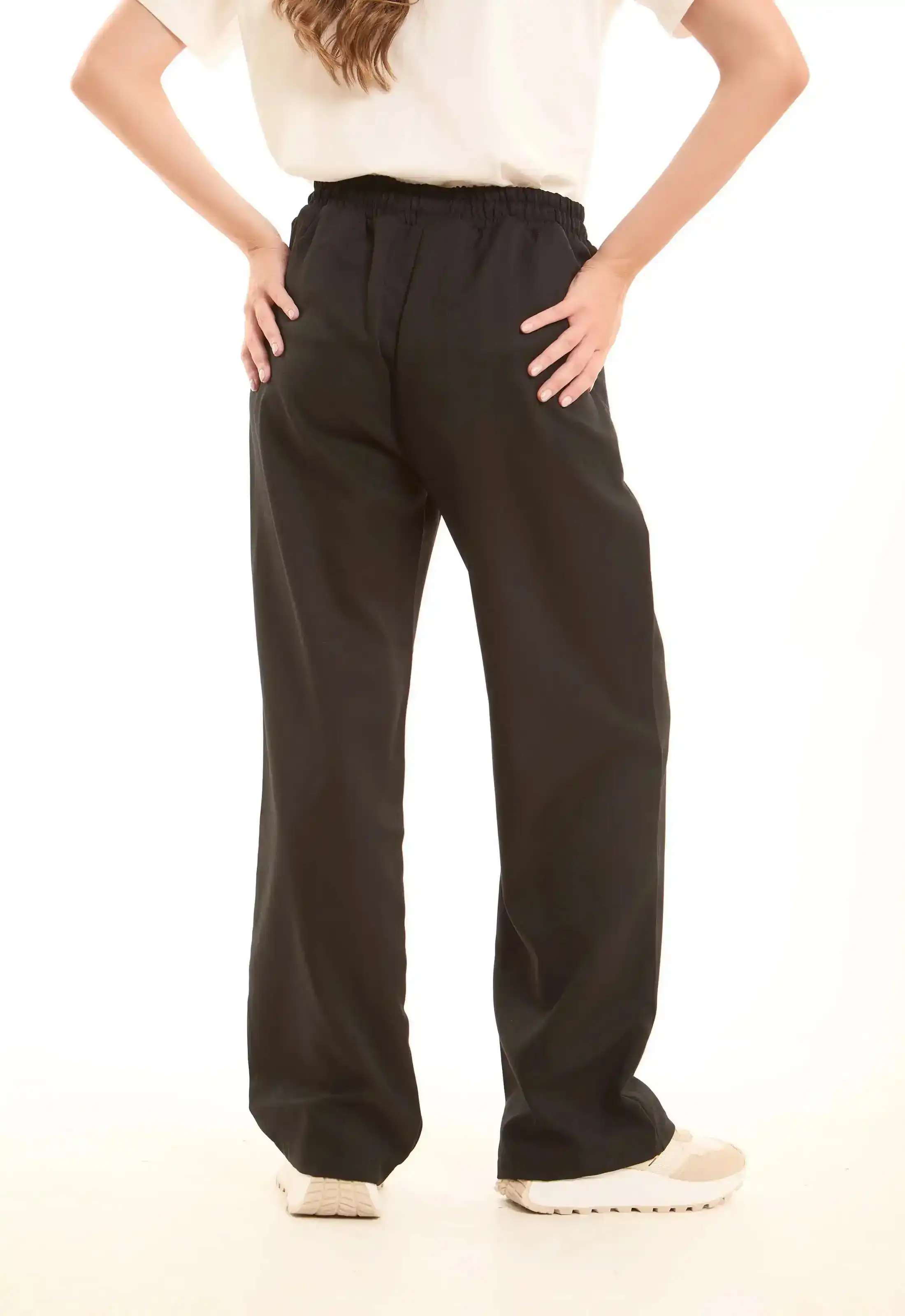 Black Wide-Leg Pants with Front Seam - Image 5