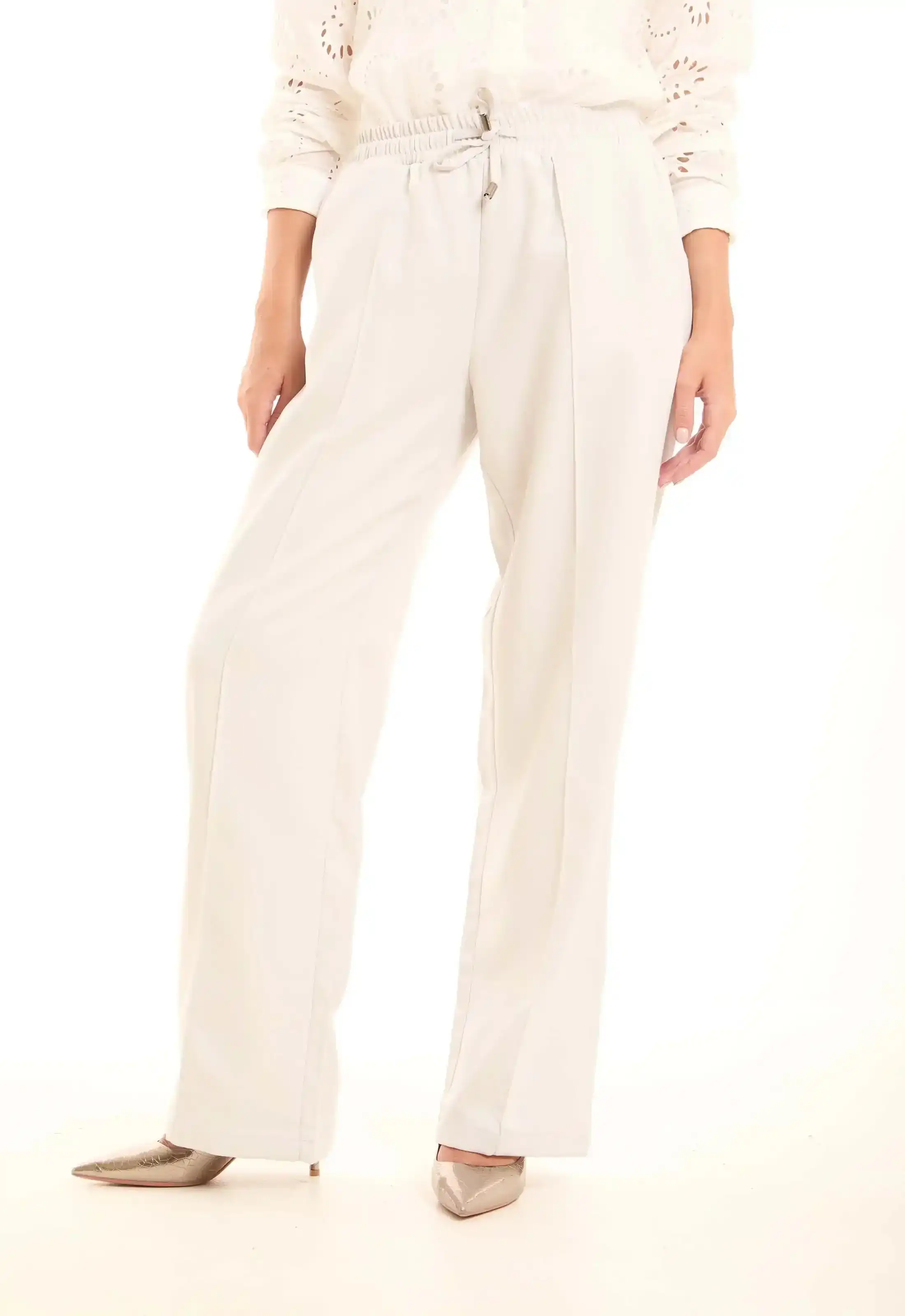 Cream Wide-Leg Pants - Image 3