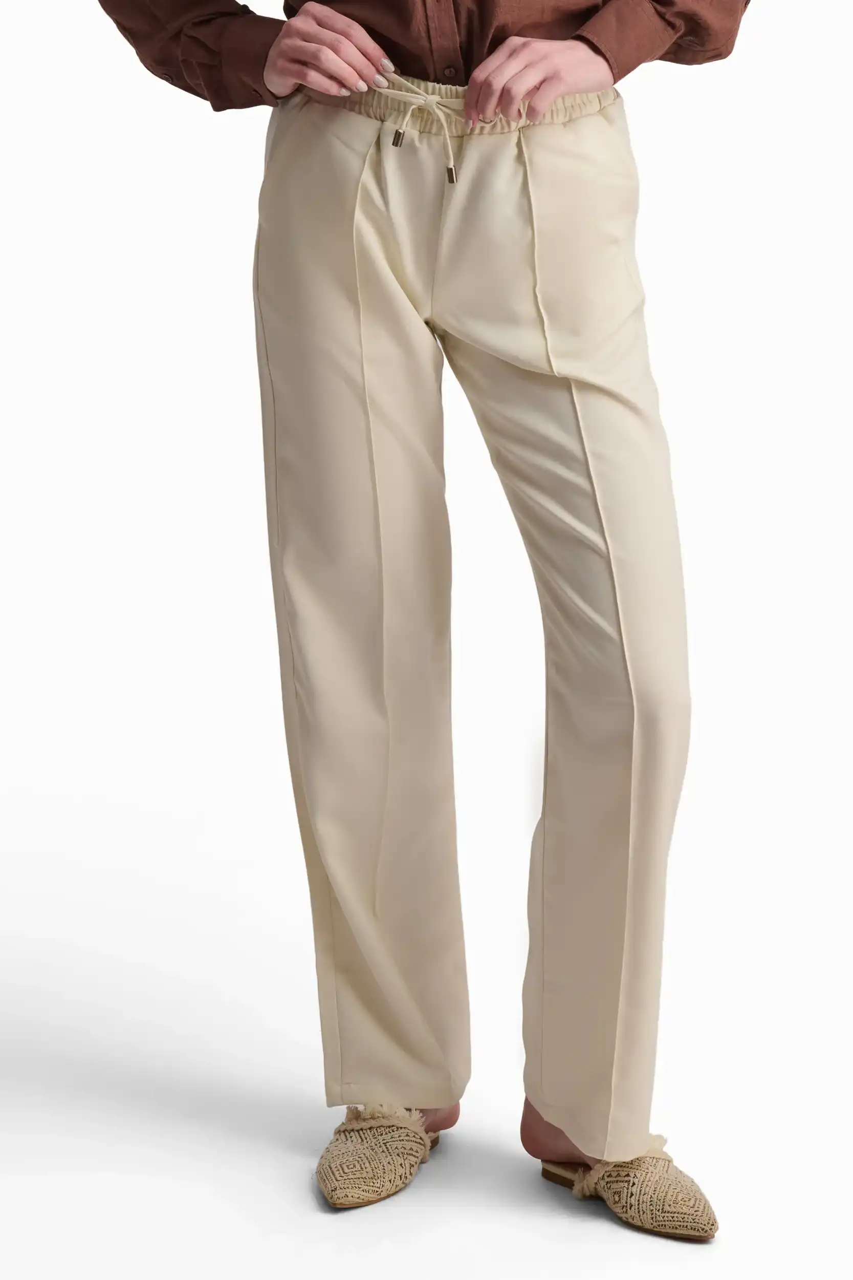 Beige Straight-Leg Pants - Image 2