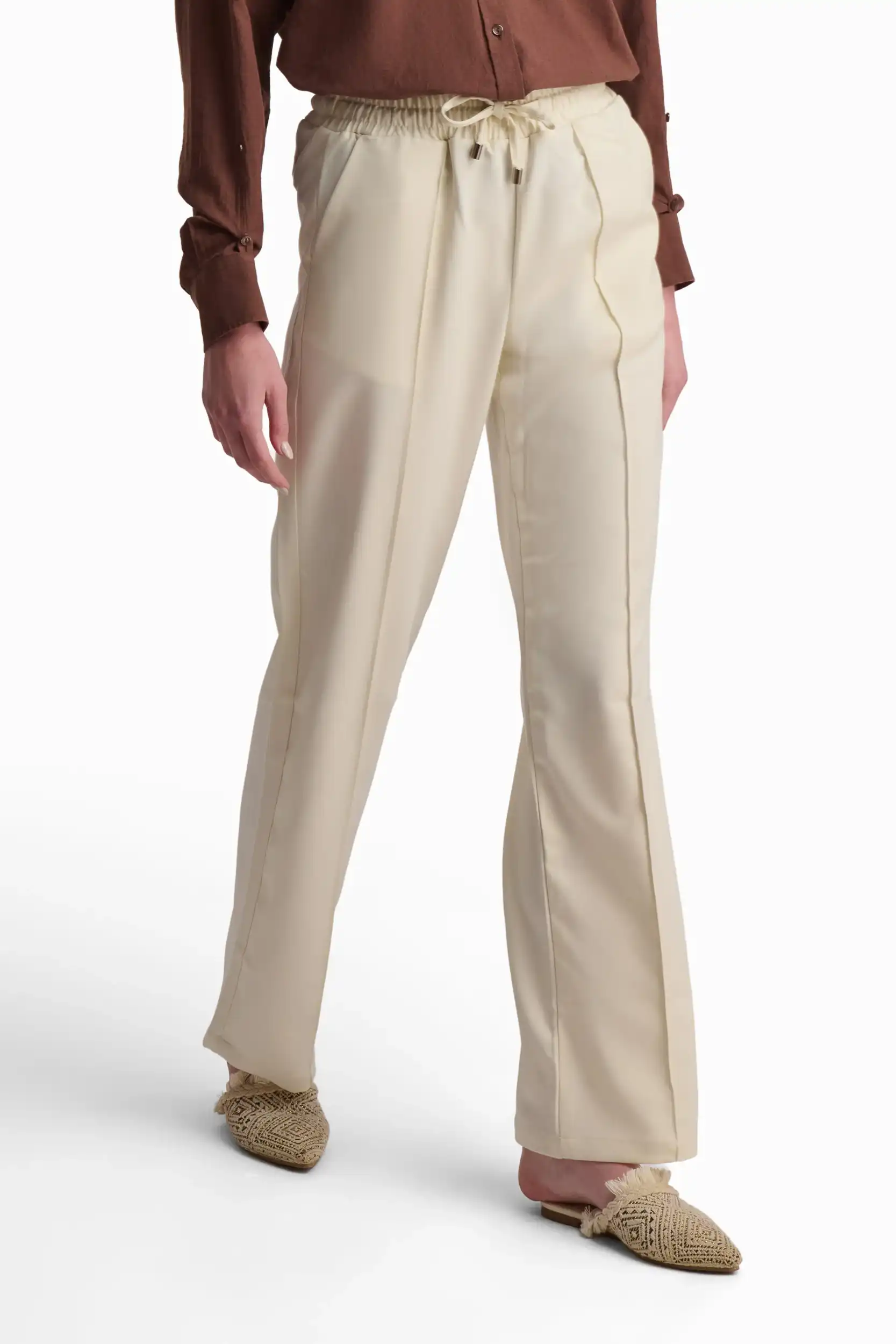 Beige Straight-Leg Pants - Image 3