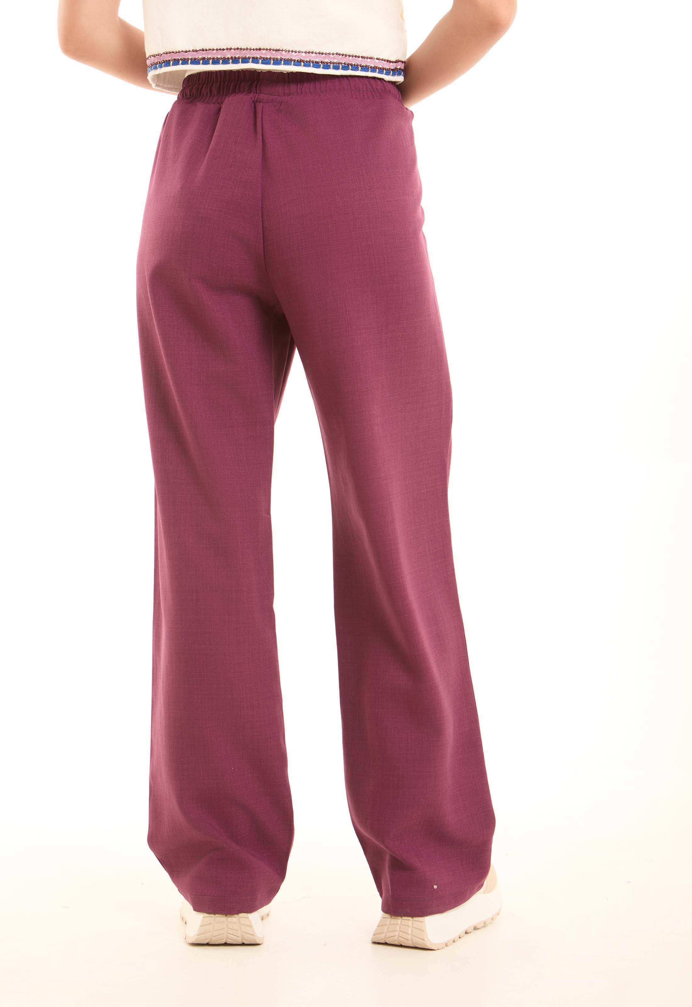 Wide-Leg Polyester Pants with Front Seam - Image 6