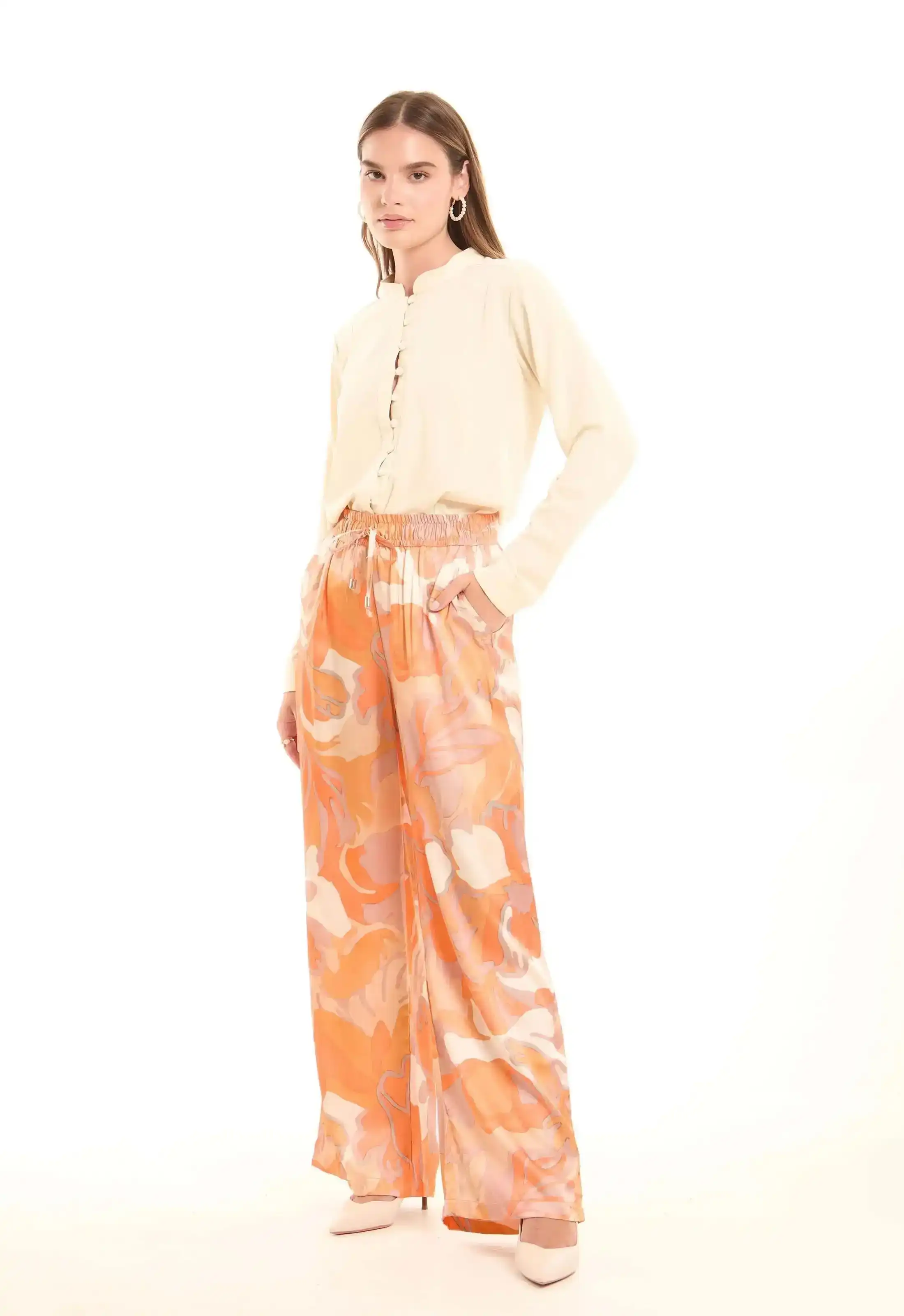 Cotton-Linen Wide-Leg Pants - Image 2