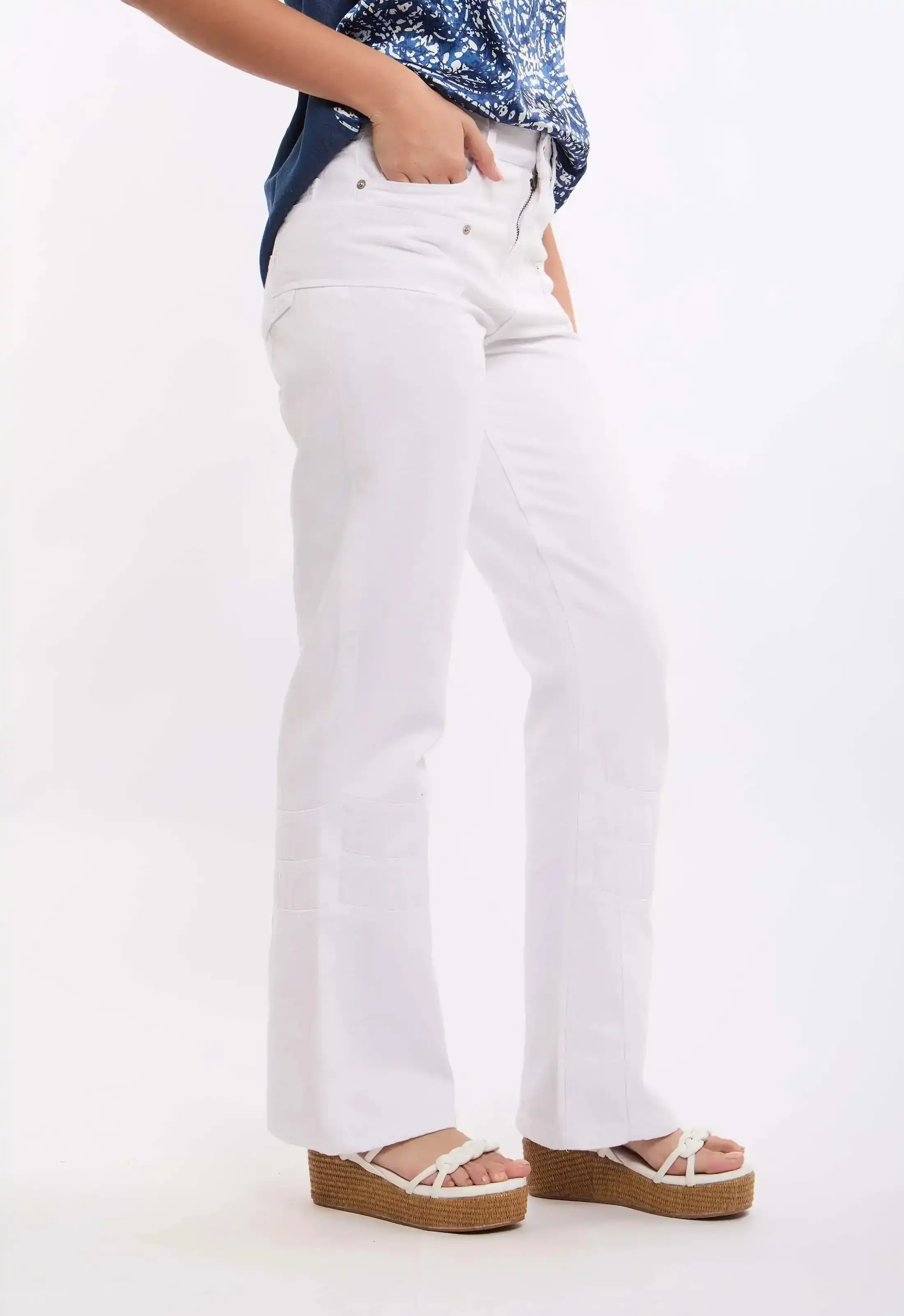 White Straight Leg Pants - Image 3