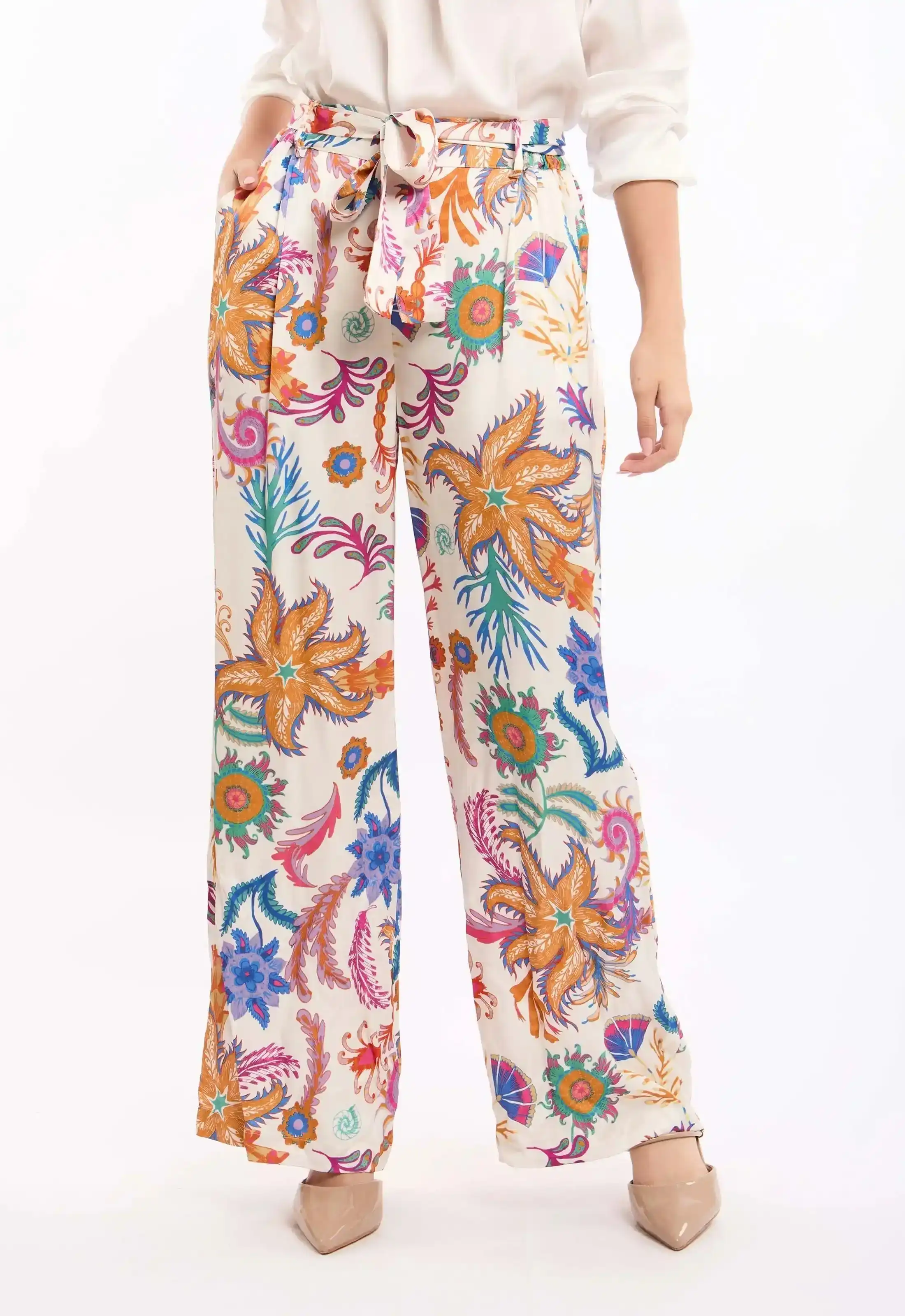 Vibrant Floral Wide-Leg Pants - Image 2