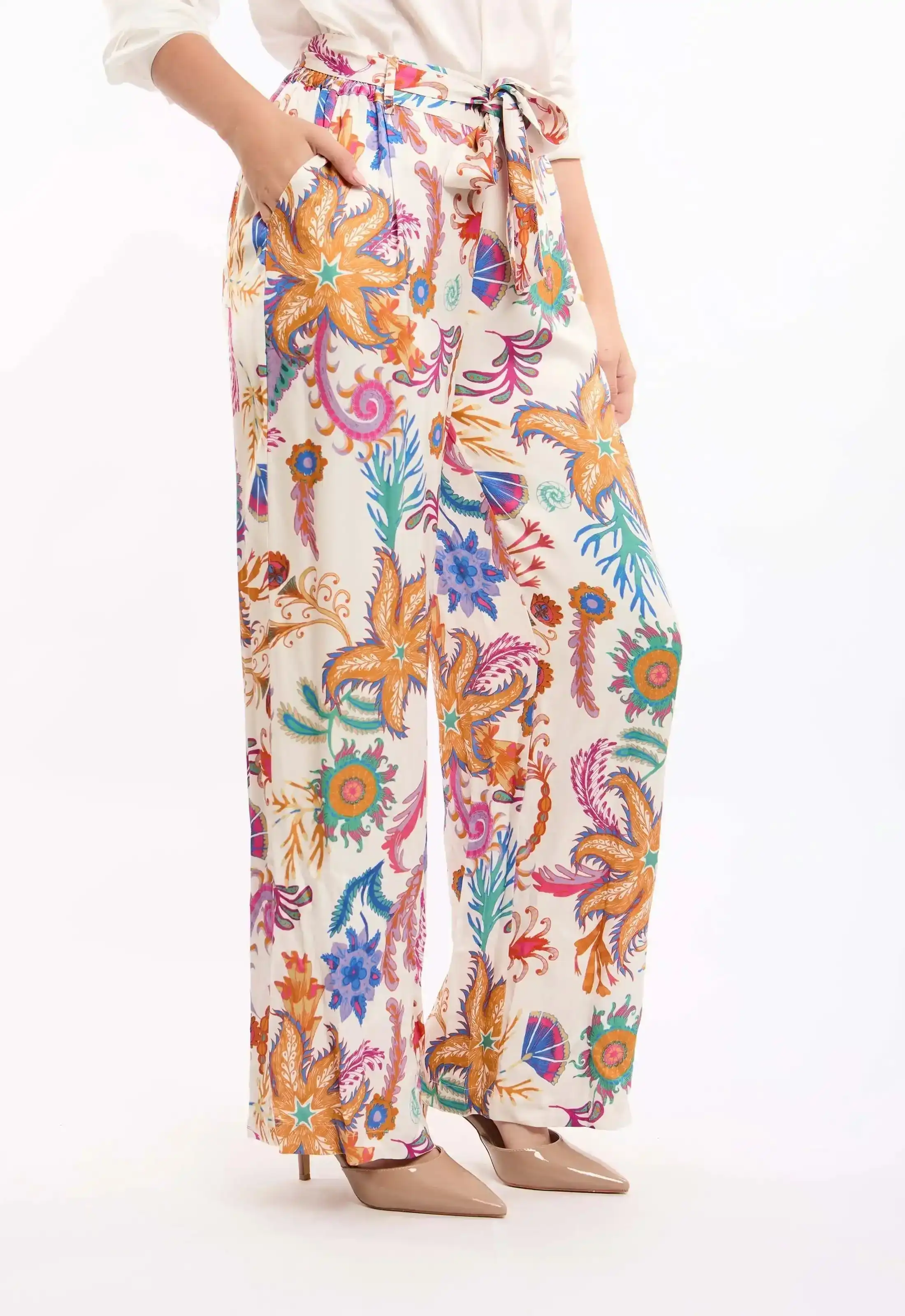 Vibrant Floral Wide-Leg Pants - Image 3