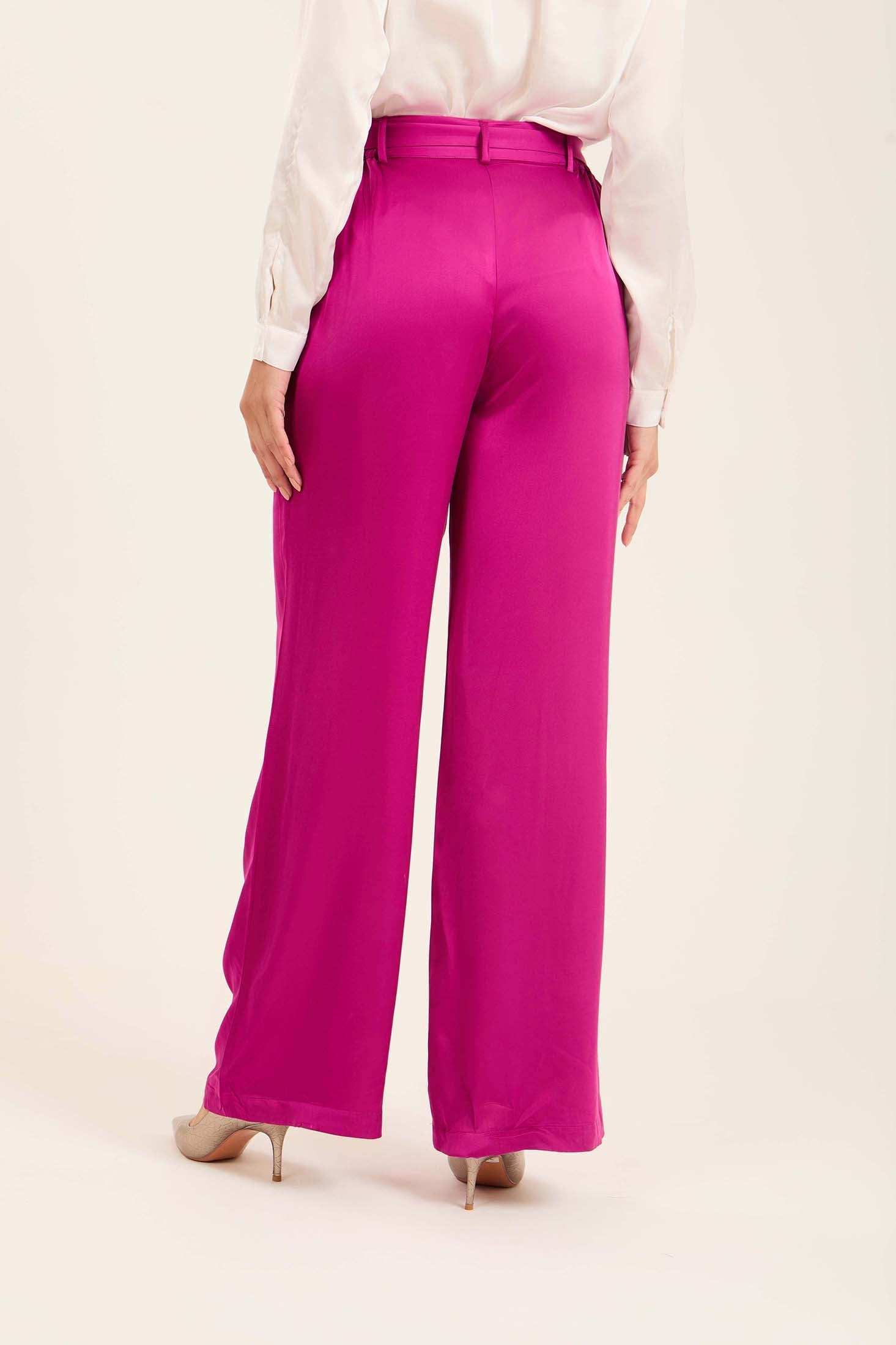 Satin Wide-Leg Pants with Waist Tie - Image 7